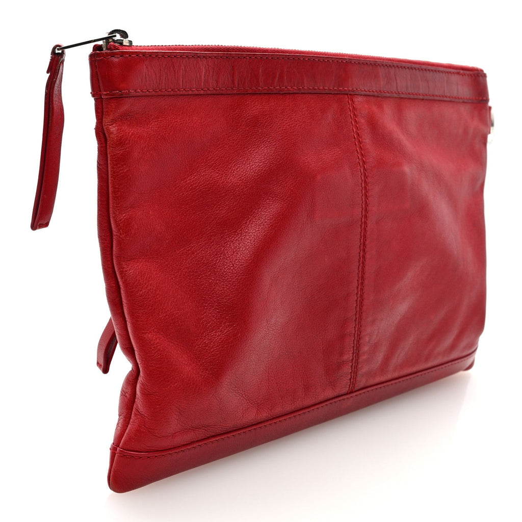 Smooth Calfskin Classic SIlver Hardware Medium Clip Red Lipstick