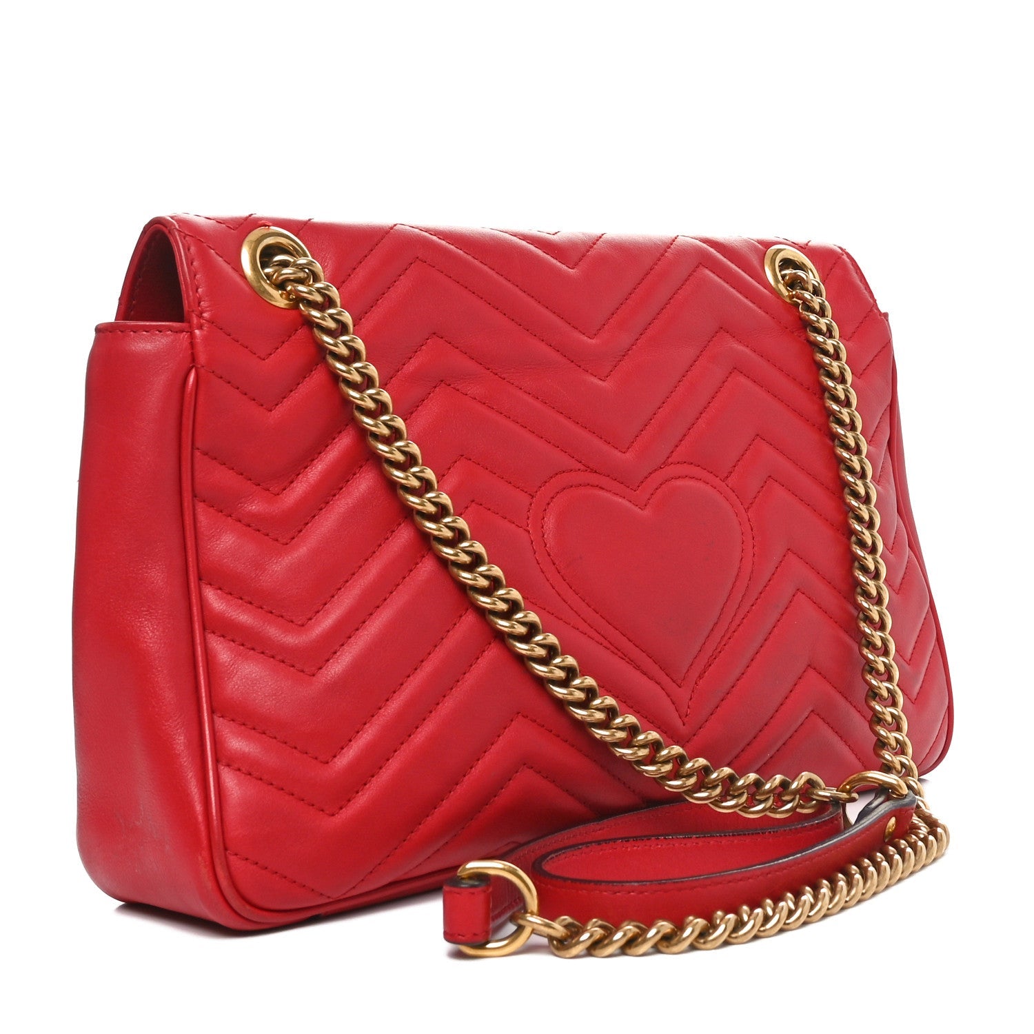 Calfskin Matelasse Medium GG Marmont Shoulder Bag Hibiscus Red