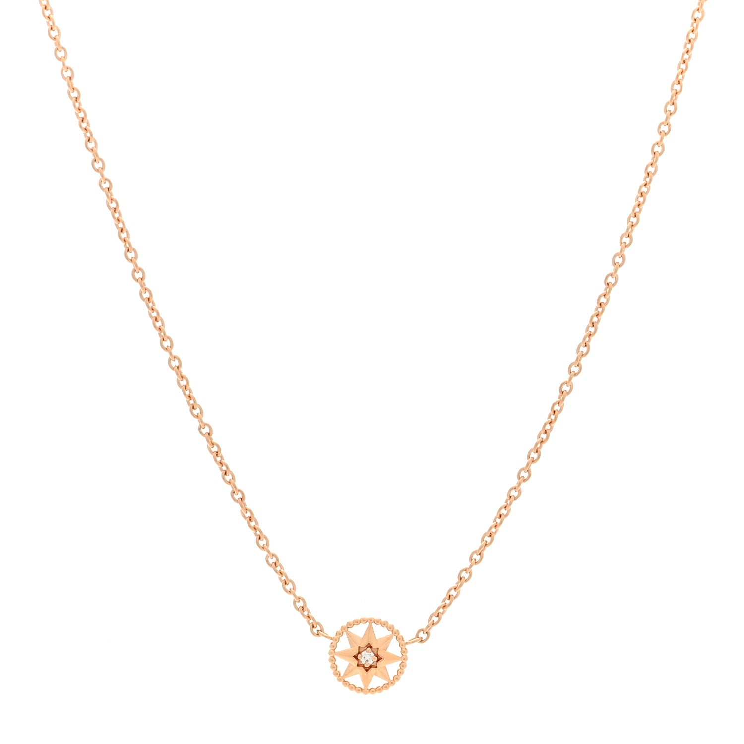 18K Rose Gold Diamond XS Rose Des Vents Necklace