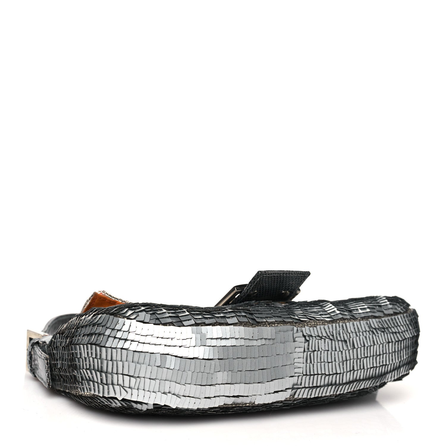 Sequin Beaded Lizard Baguette Silver Orange