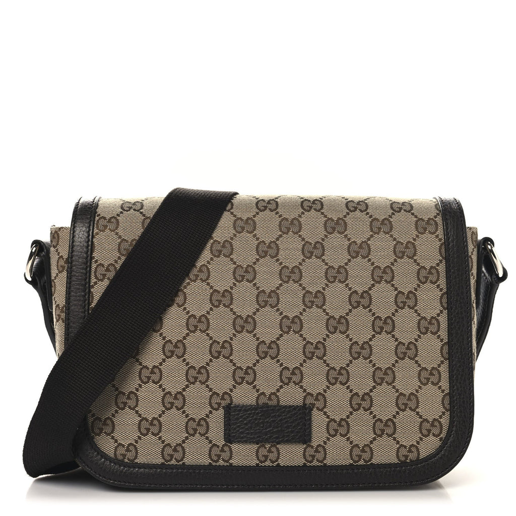 Monogram Large Flap Messenger Bag Beige Dark Brown