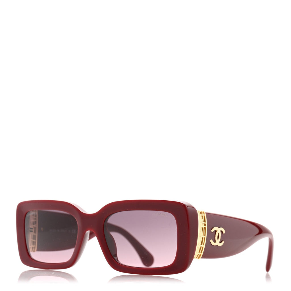 Acetate Rectangle Sunglasses 5434 Brown Red