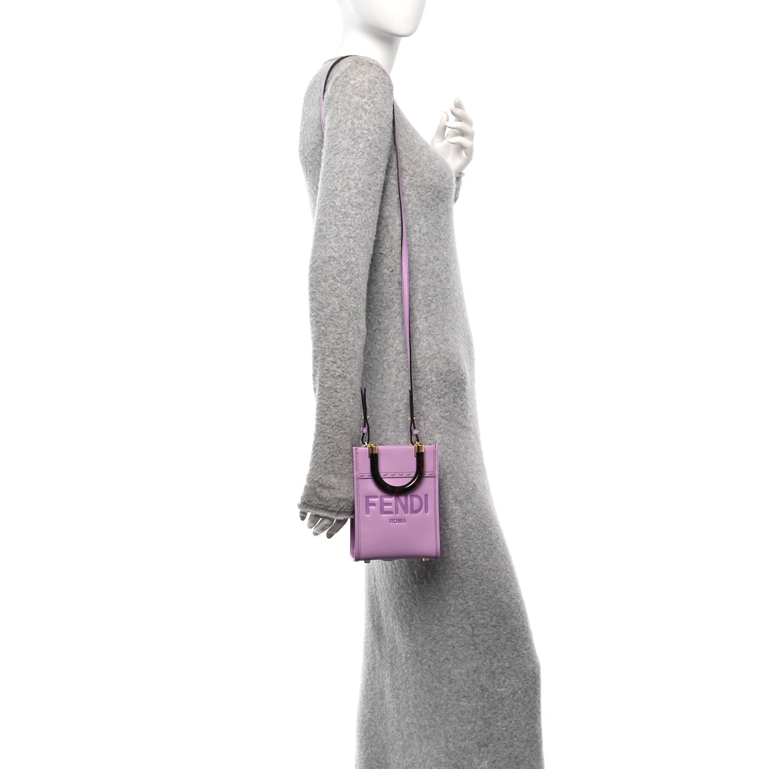 Vitello King Plexiglass Logo Embossed Mini Fendi Sunshine Shopper Tote Violetta