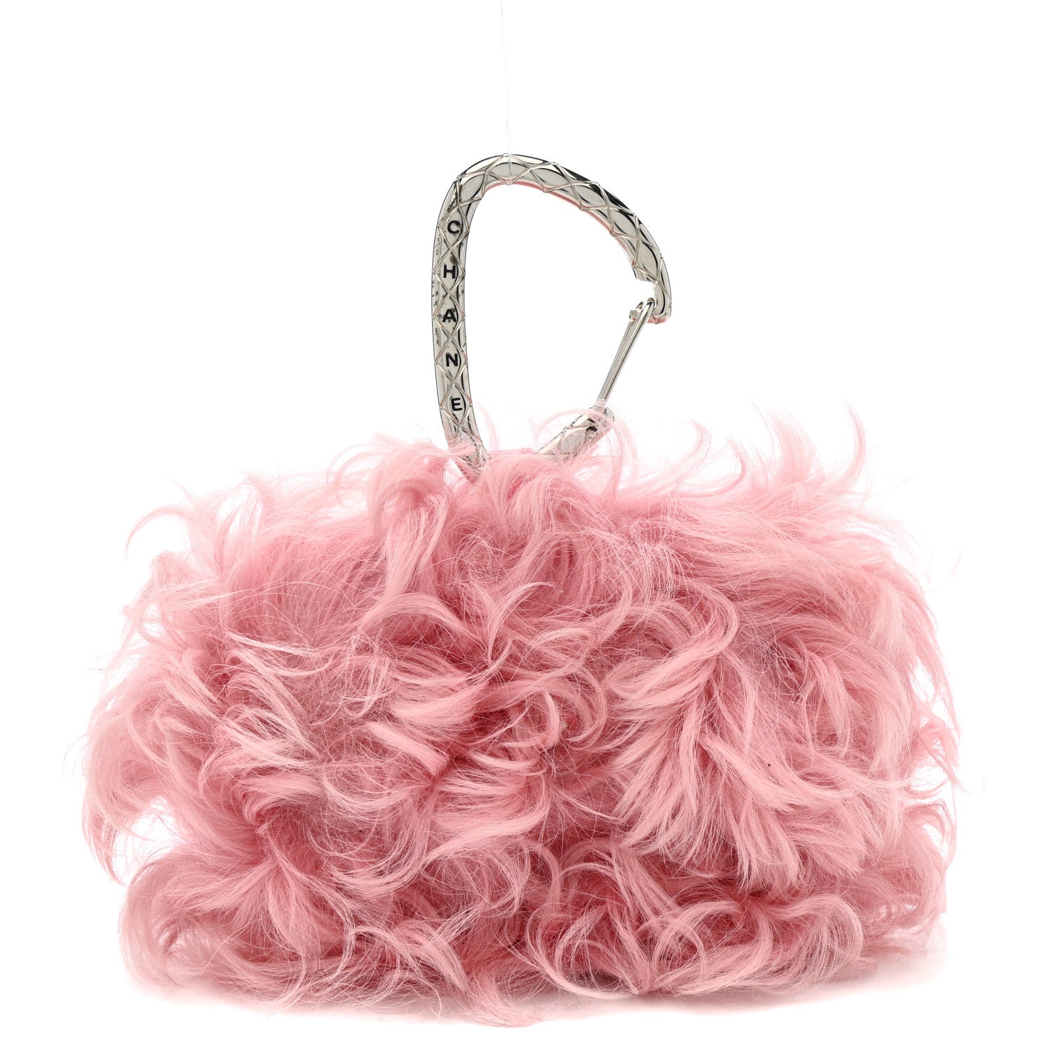 Shearling Lambskin CC Hook  Holder Pink
