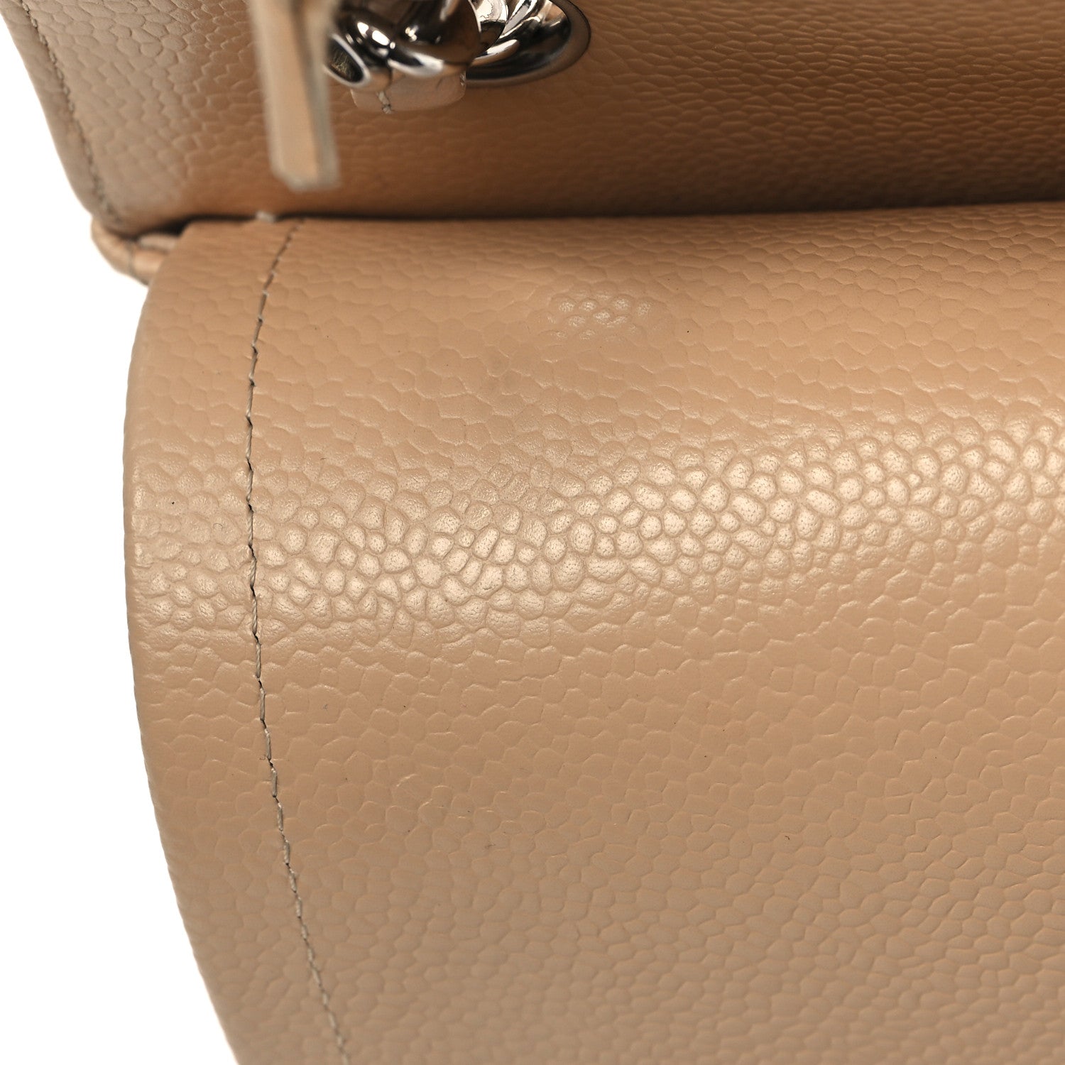 Caviar Quilted Jumbo Double Flap Beige