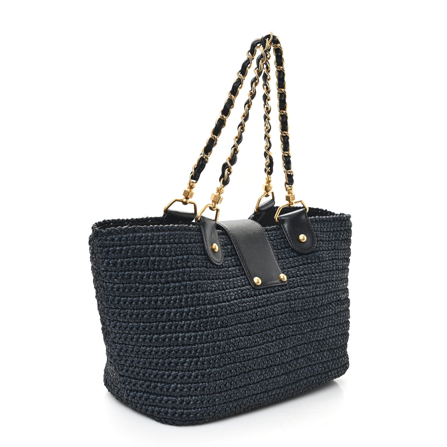 Straw Raffia Tote Black