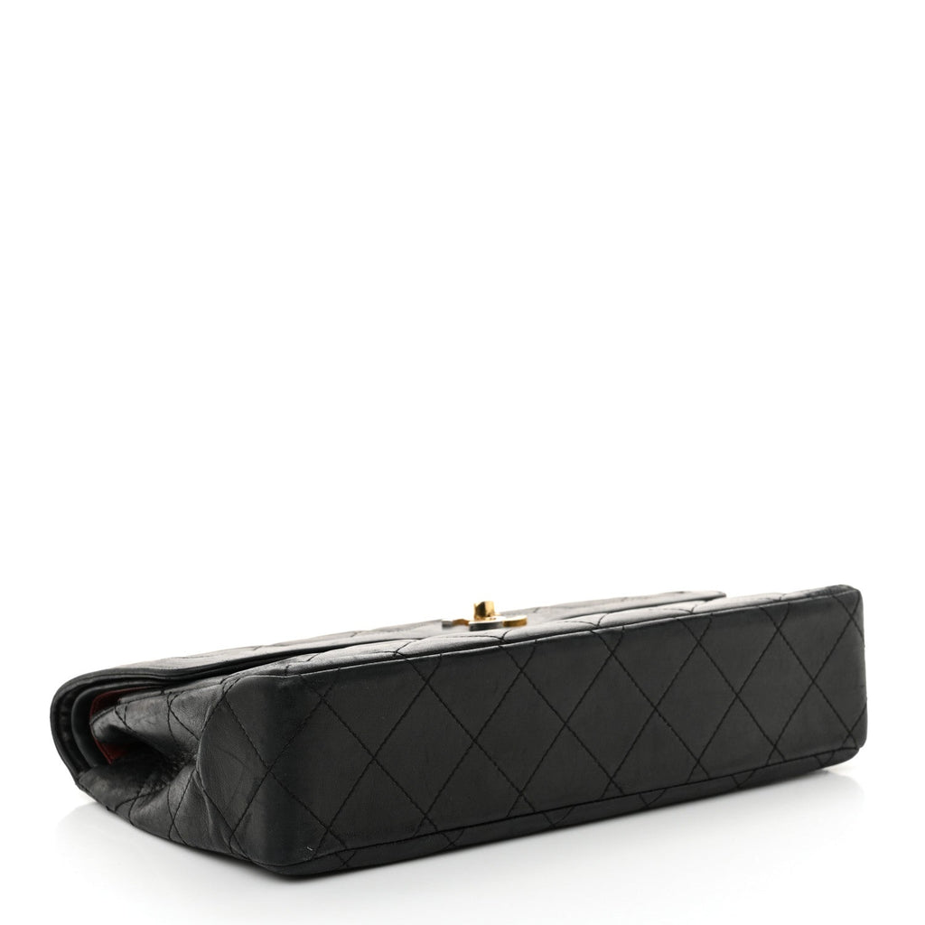Lambskin Quilted Small Double Flap Black