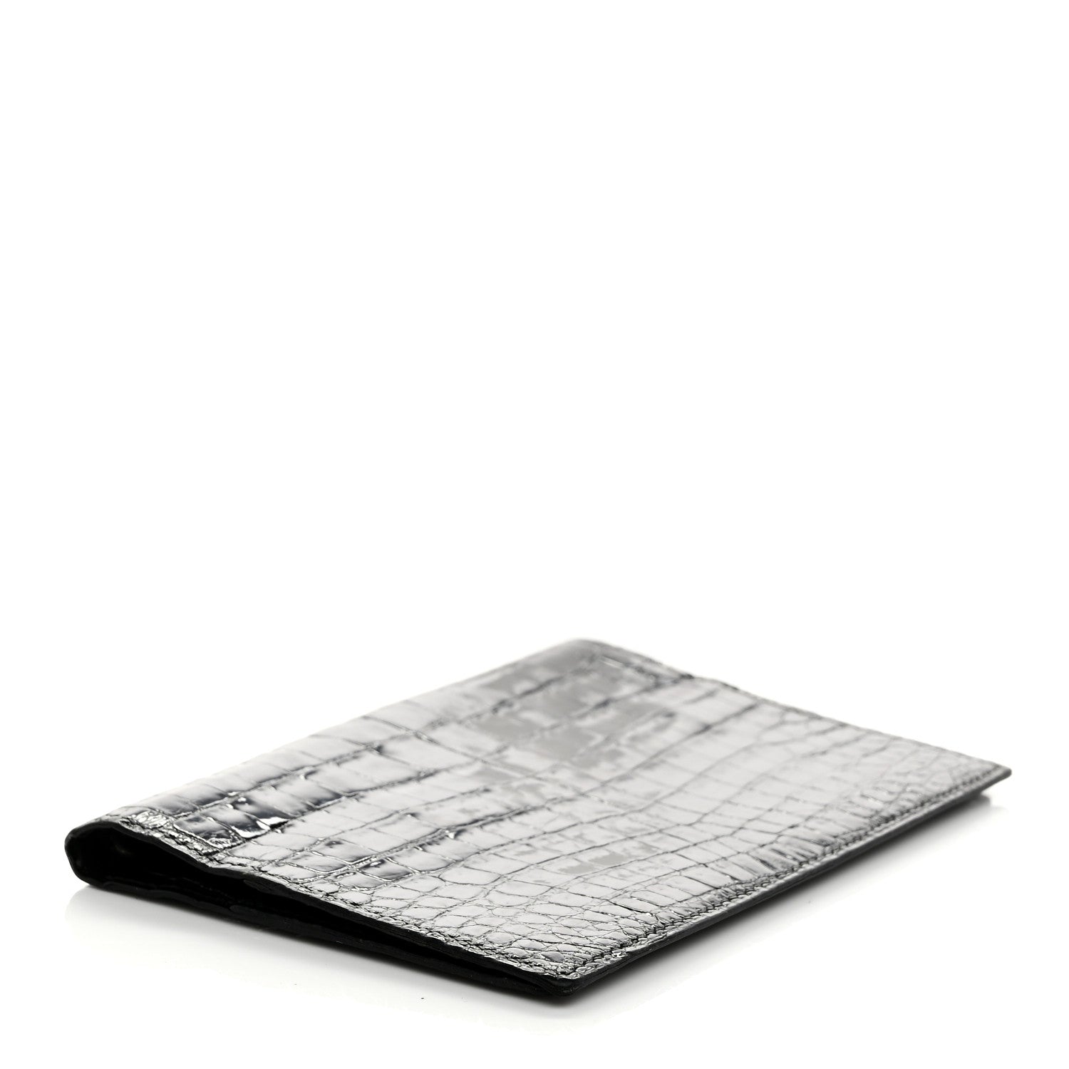 Shiny Crocodile Passport Holder Black