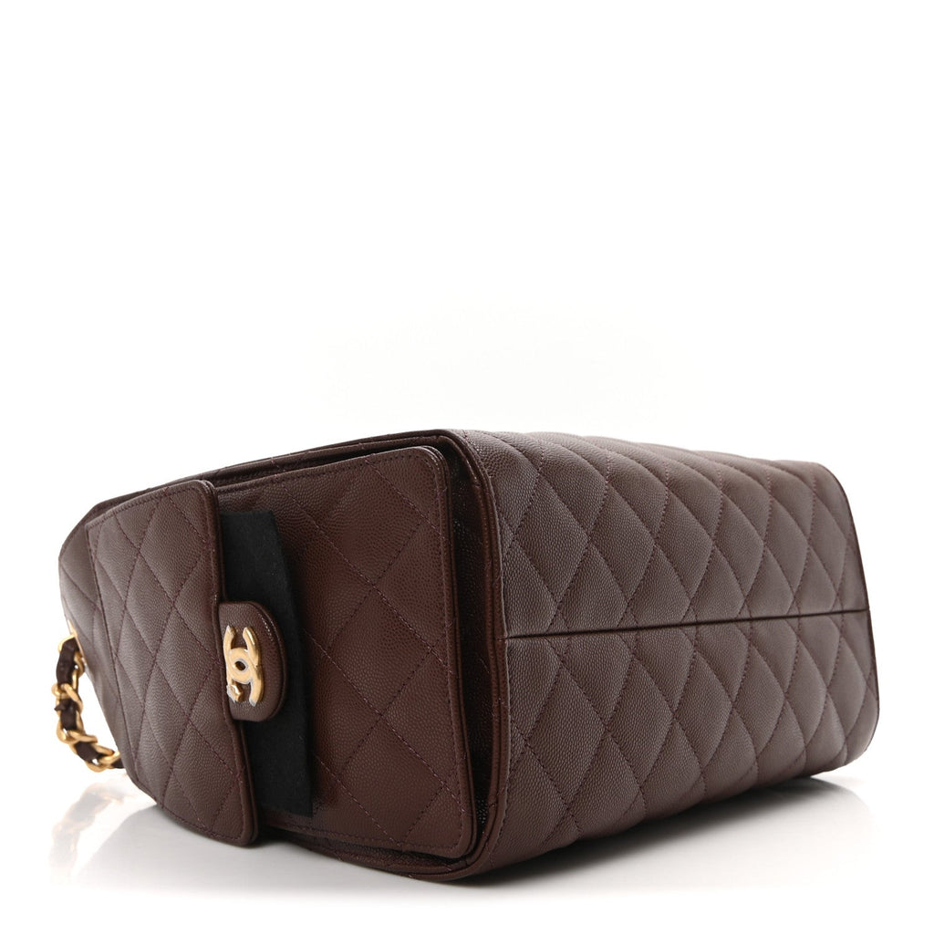 Caviar Quilted Small Chanel 25 Handbag Dark Brown