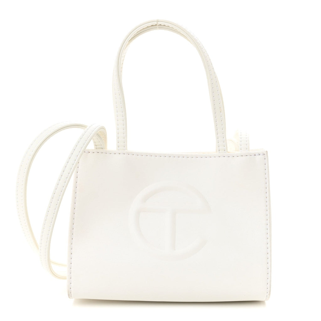 Vegan Leather Small Shopping Bag White