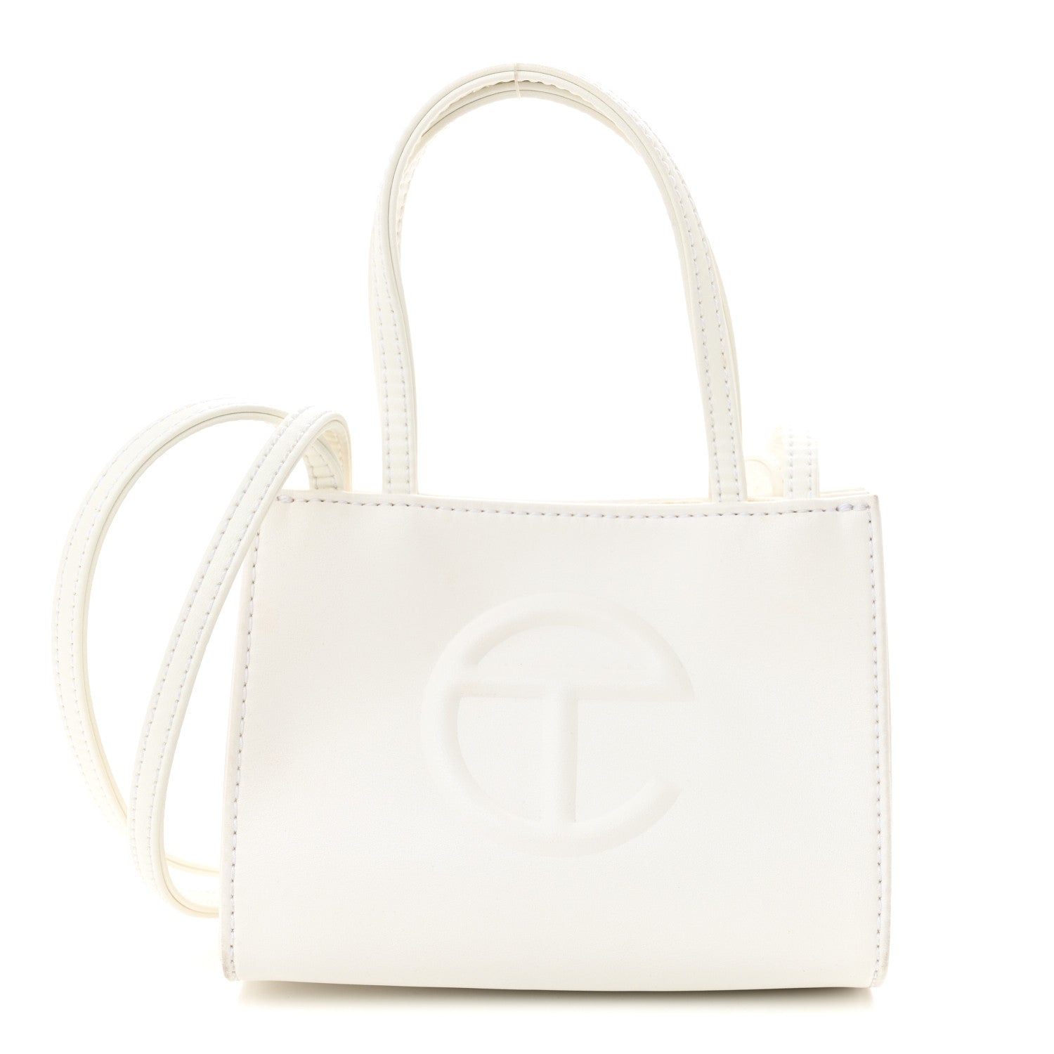 Vegan Leather Small Shopping Bag White