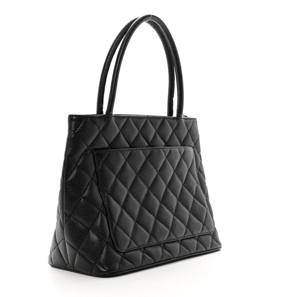 Caviar Quilted Medallion Tote Black