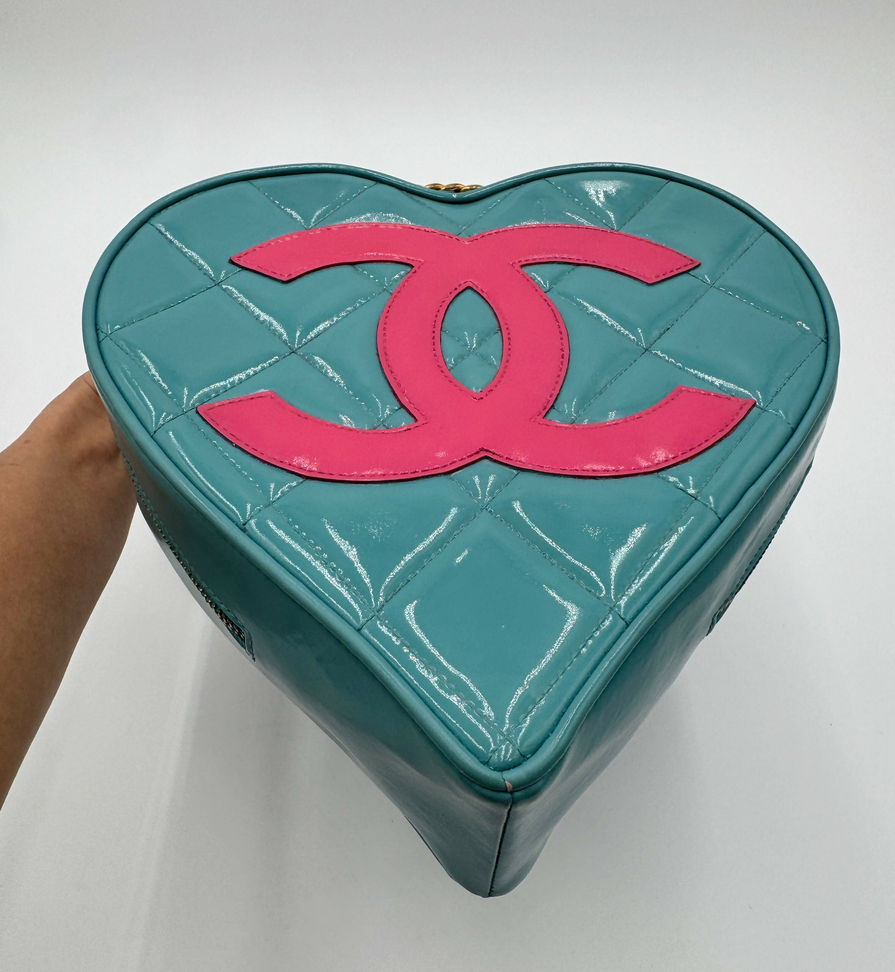 Chanel 1995 Vintage Barbie Blue & Pink Heart Vanity Bag