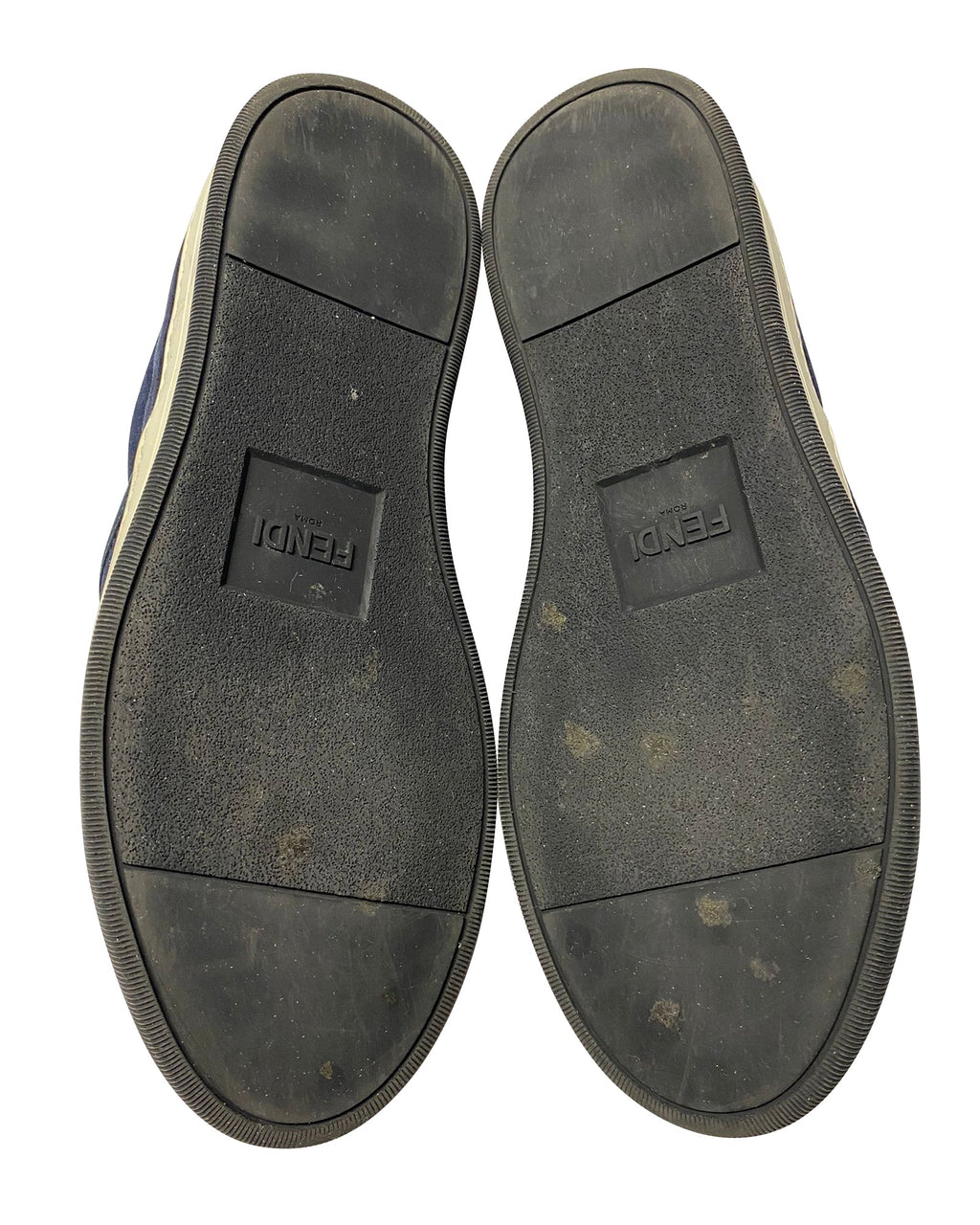 Women's Fendi Monster 3D Eyes Slip-On Sneakers in Navy Blue Suede