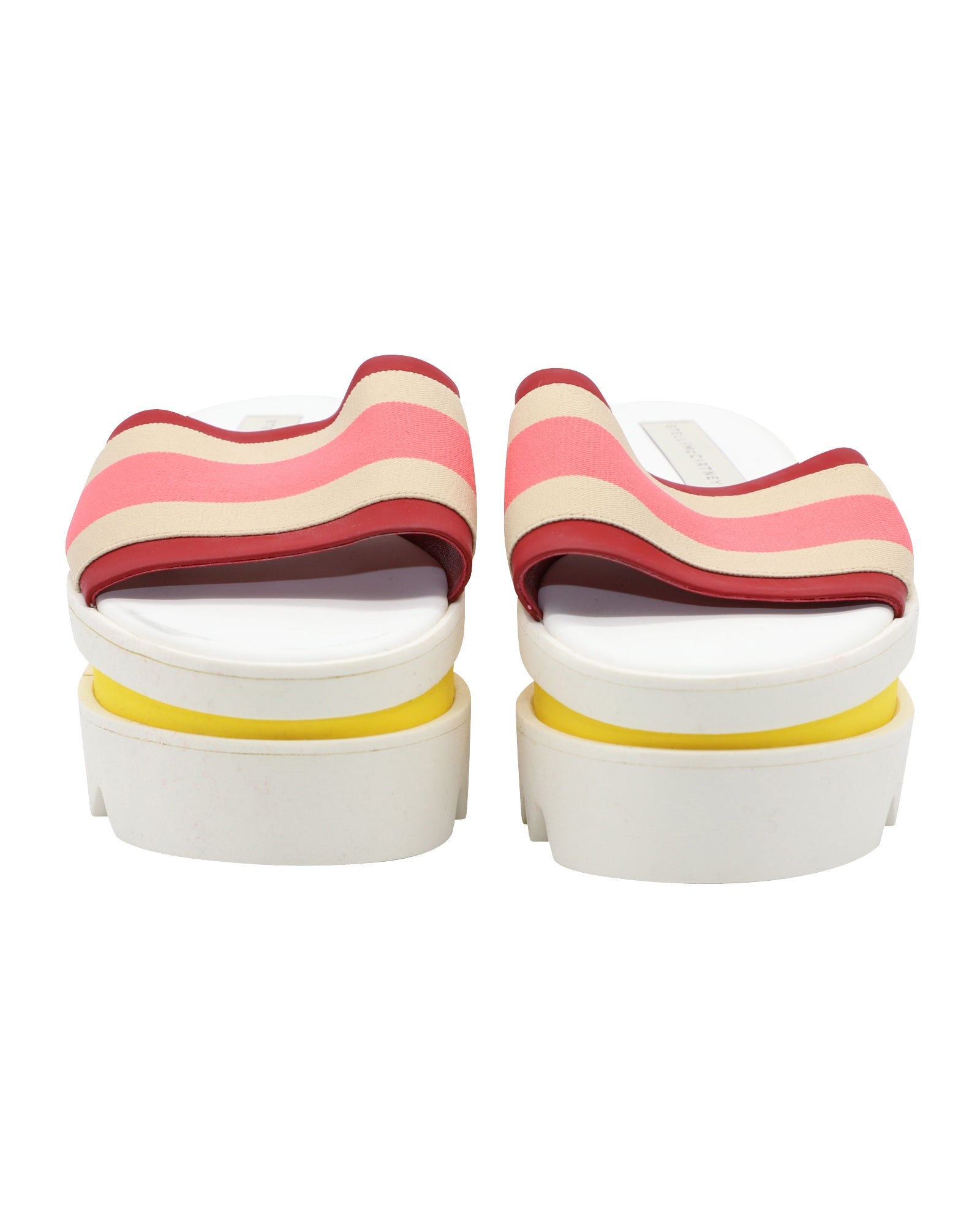 Women's Stella Mccartney Color Block Platform Slides in White Faux Leather