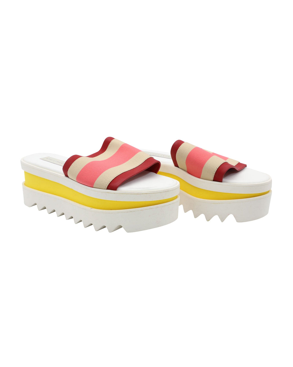 Women's Stella Mccartney Color Block Platform Slides in White Faux Leather