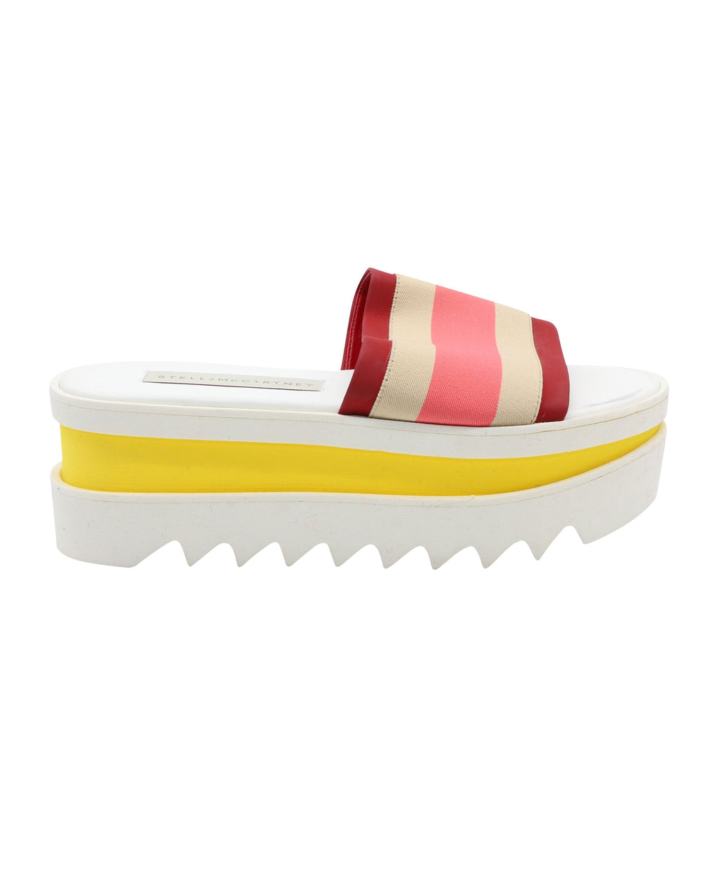 Women's Stella Mccartney Color Block Platform Slides in White Faux Leather
