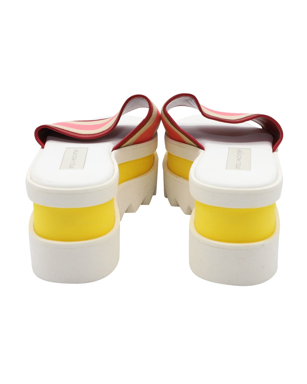 Women's Stella Mccartney Color Block Platform Slides in White Faux Leather
