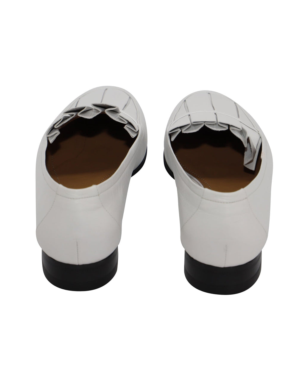 The Row Adam Pleat Moccasin Flats in White Leather