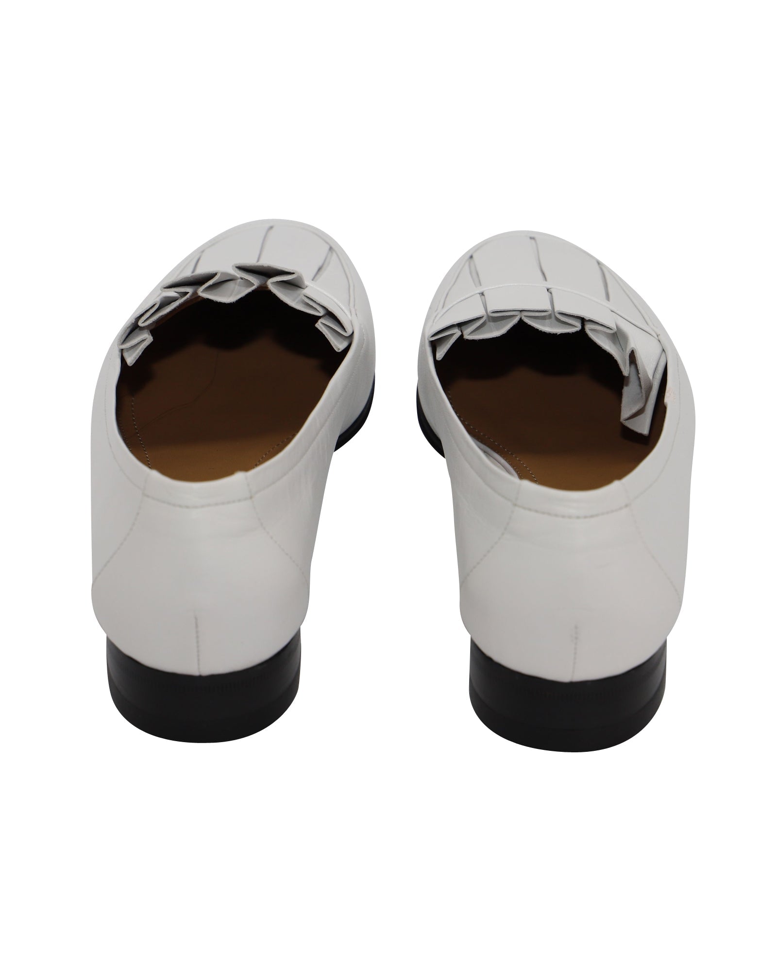 The Row Adam Pleat Moccasin Flats in White Leather