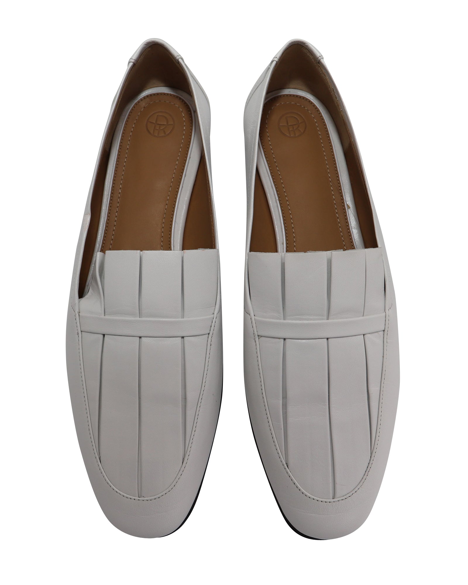 The Row Adam Pleat Moccasin Flats in White Leather