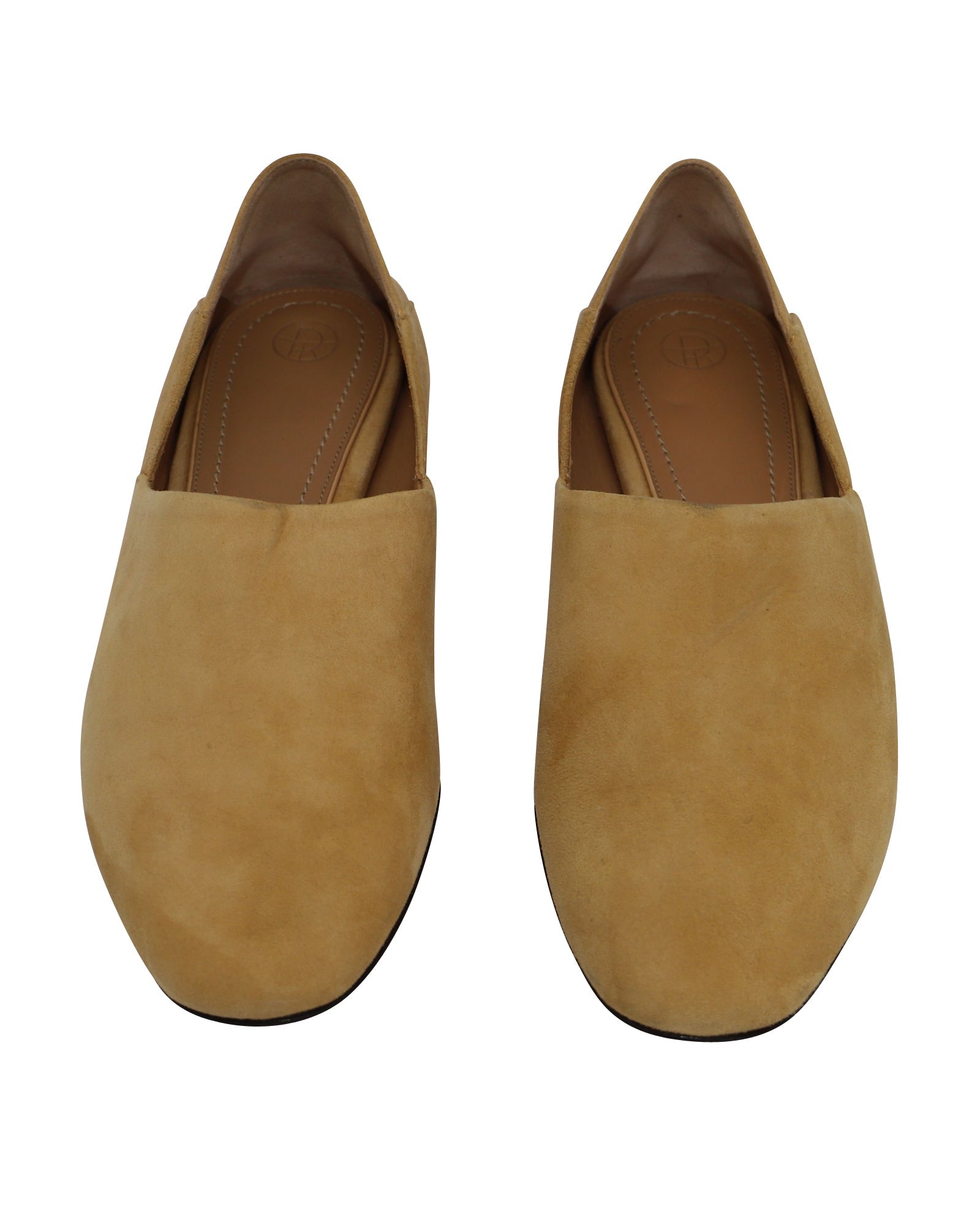 Women's The Row Noelle Collapsible-Heel Loafers in Camel Suede
