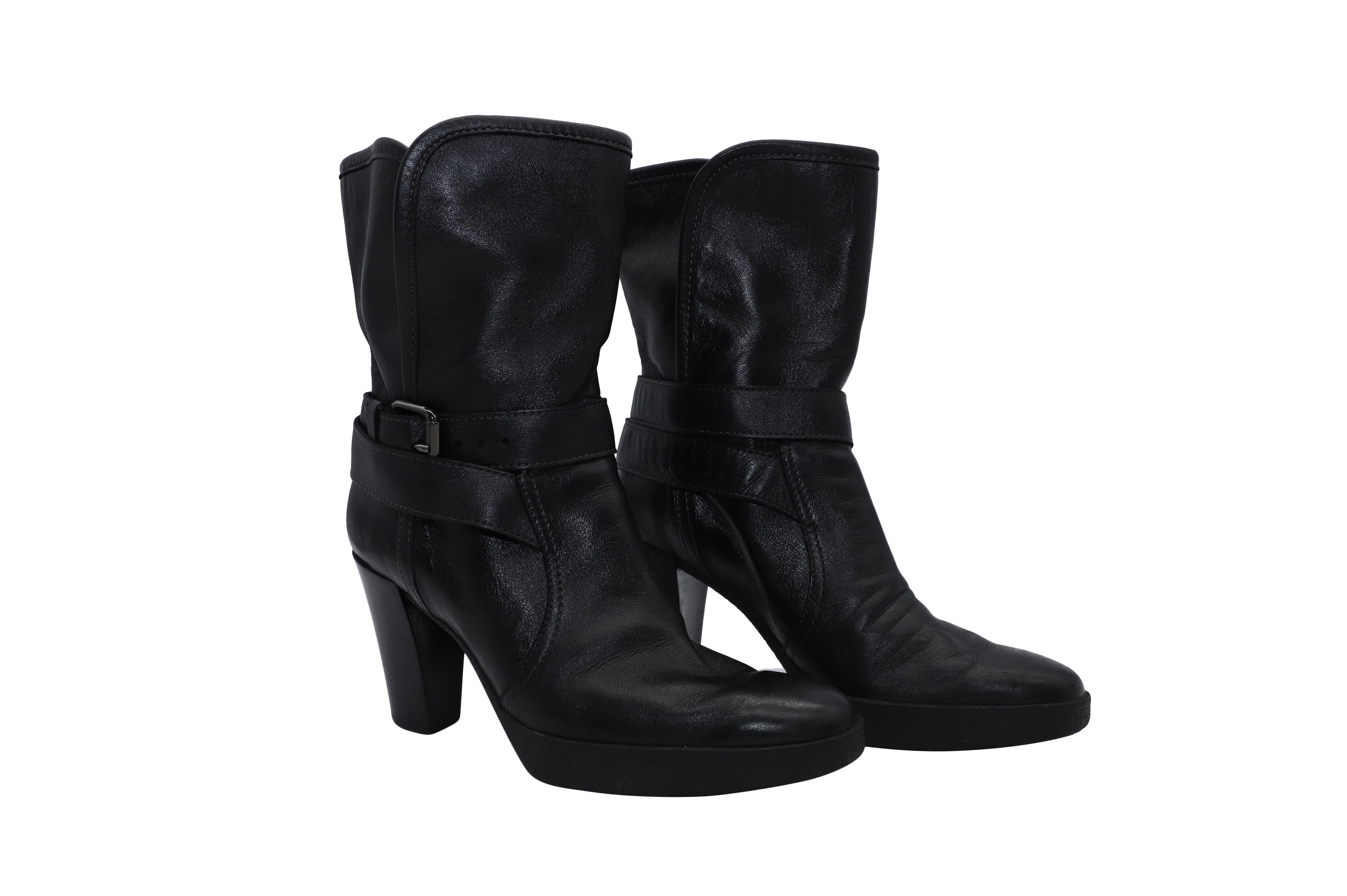 Women's Tod's Buckle Boots in Black Leather