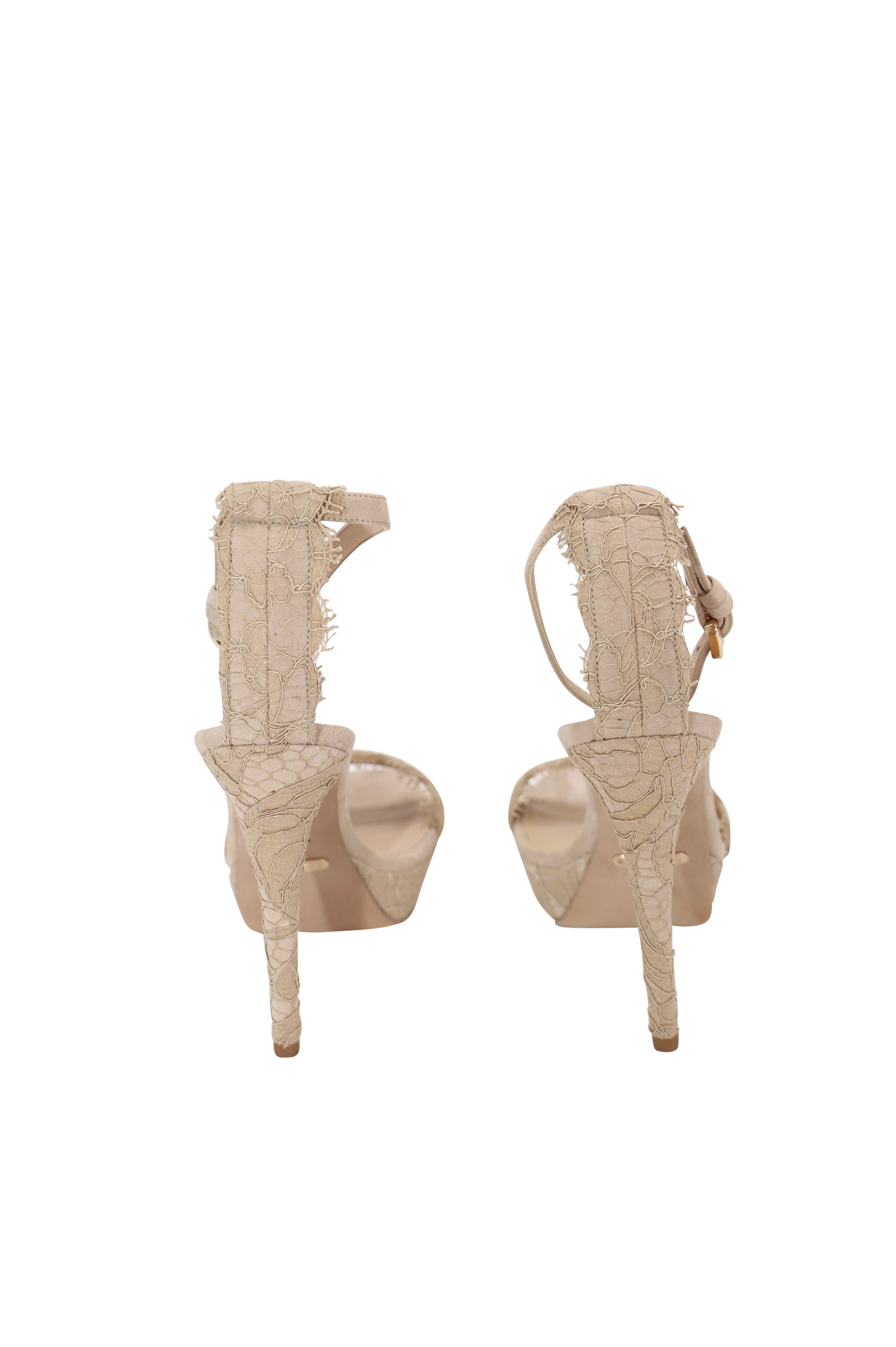 Women's Burberry Polesden 120 Platform Sandals with Lace in Nude Suede