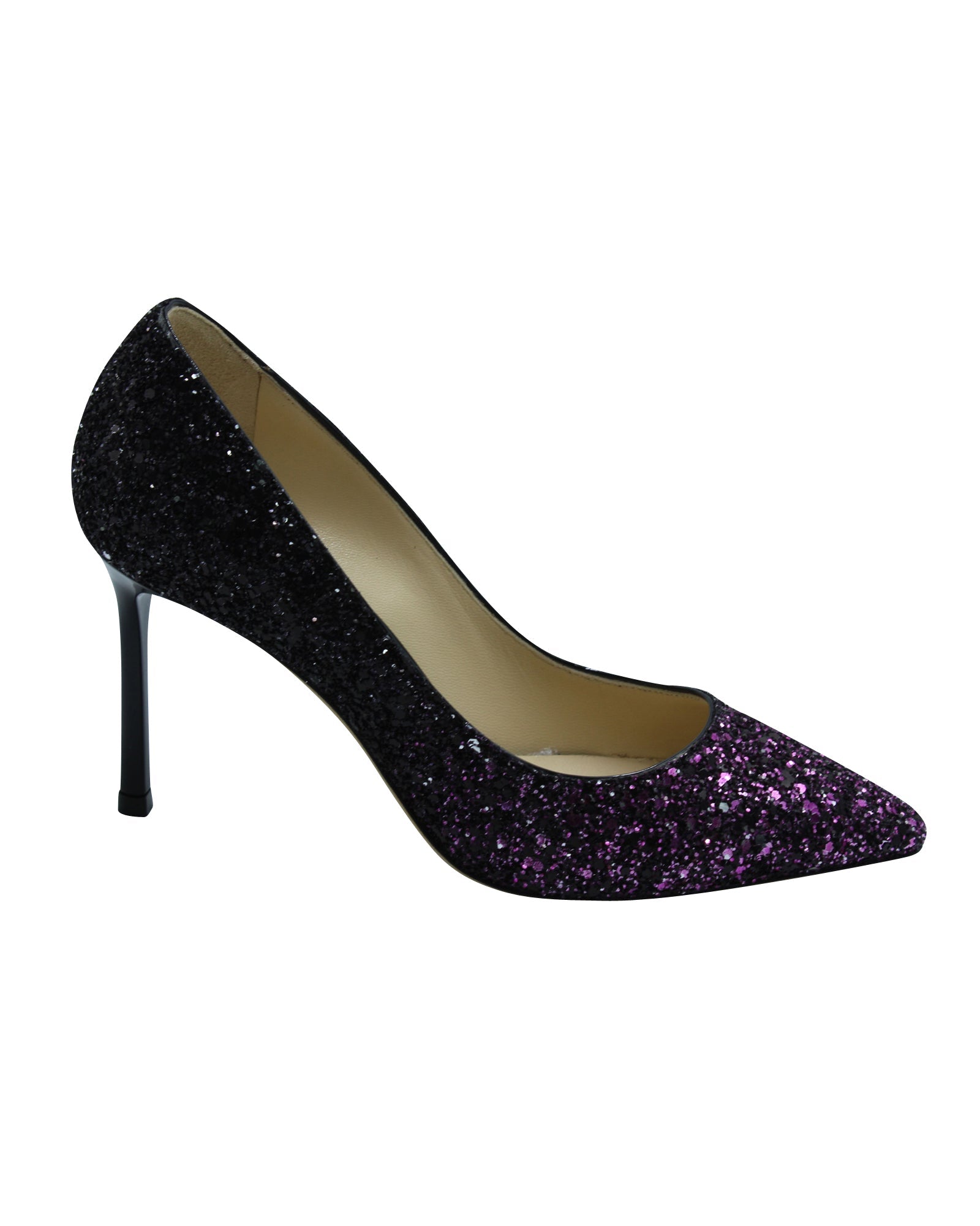 Women's Jimmy Choo Romy 100 Pumps in Pink and Black Glitter