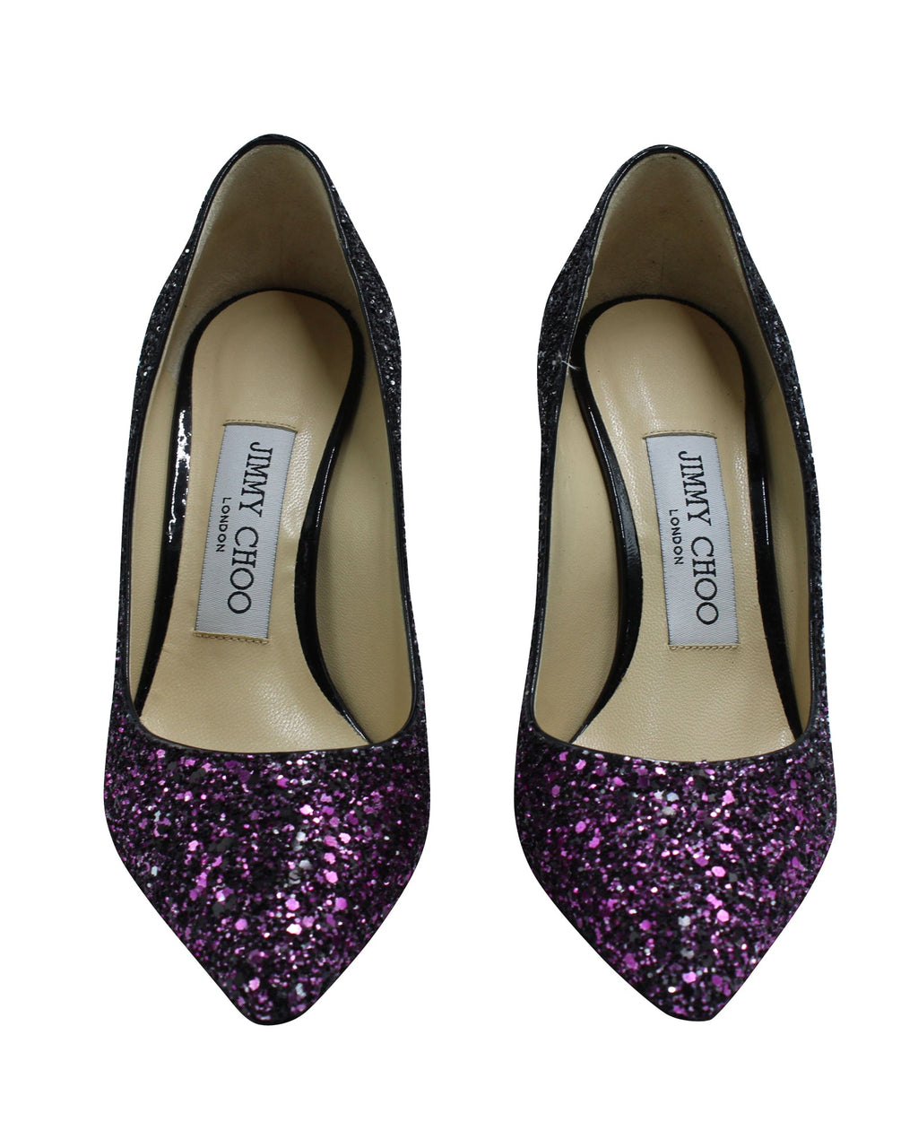 Women's Jimmy Choo Romy 100 Pumps in Pink and Black Glitter