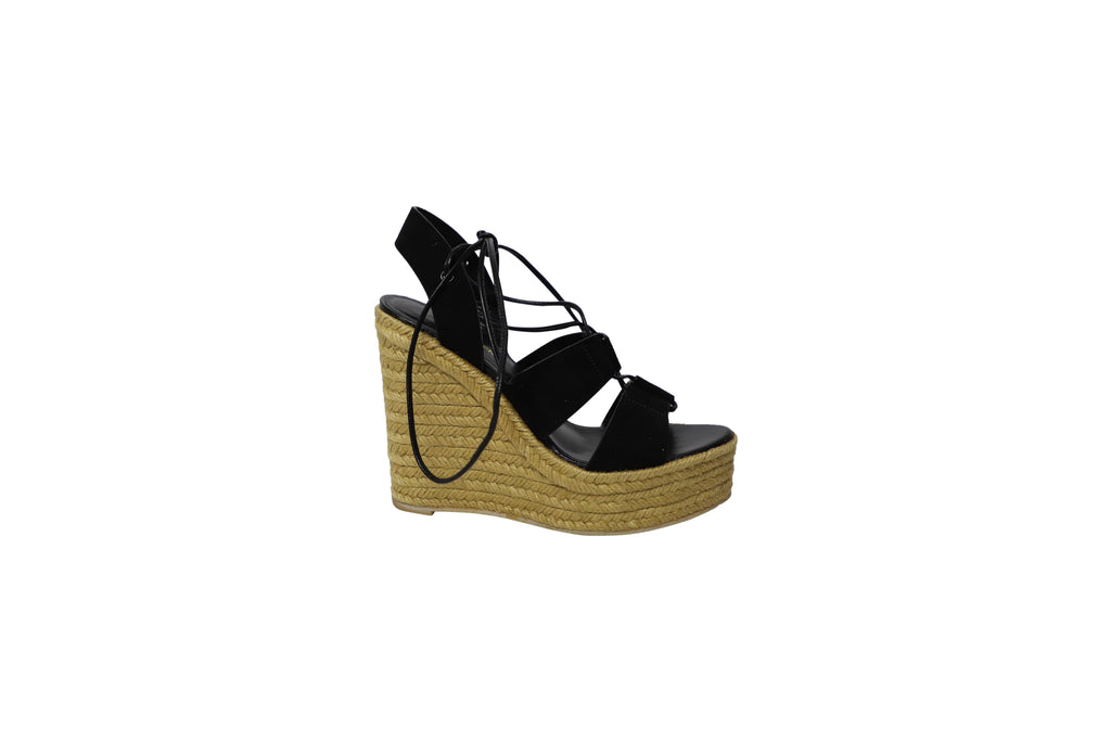 Women's Saint Laurent Espadrille Platform Wedges in Black Suede