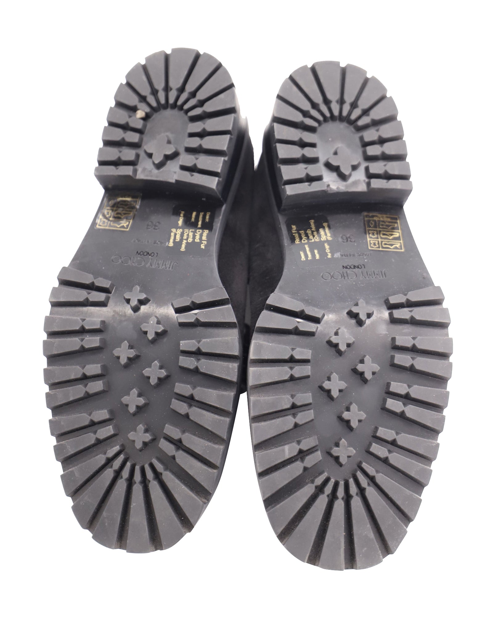 Women's Jimmy Choo Deanna Crystal-Embellished Shearling-Lined Loafers in Black Suede
