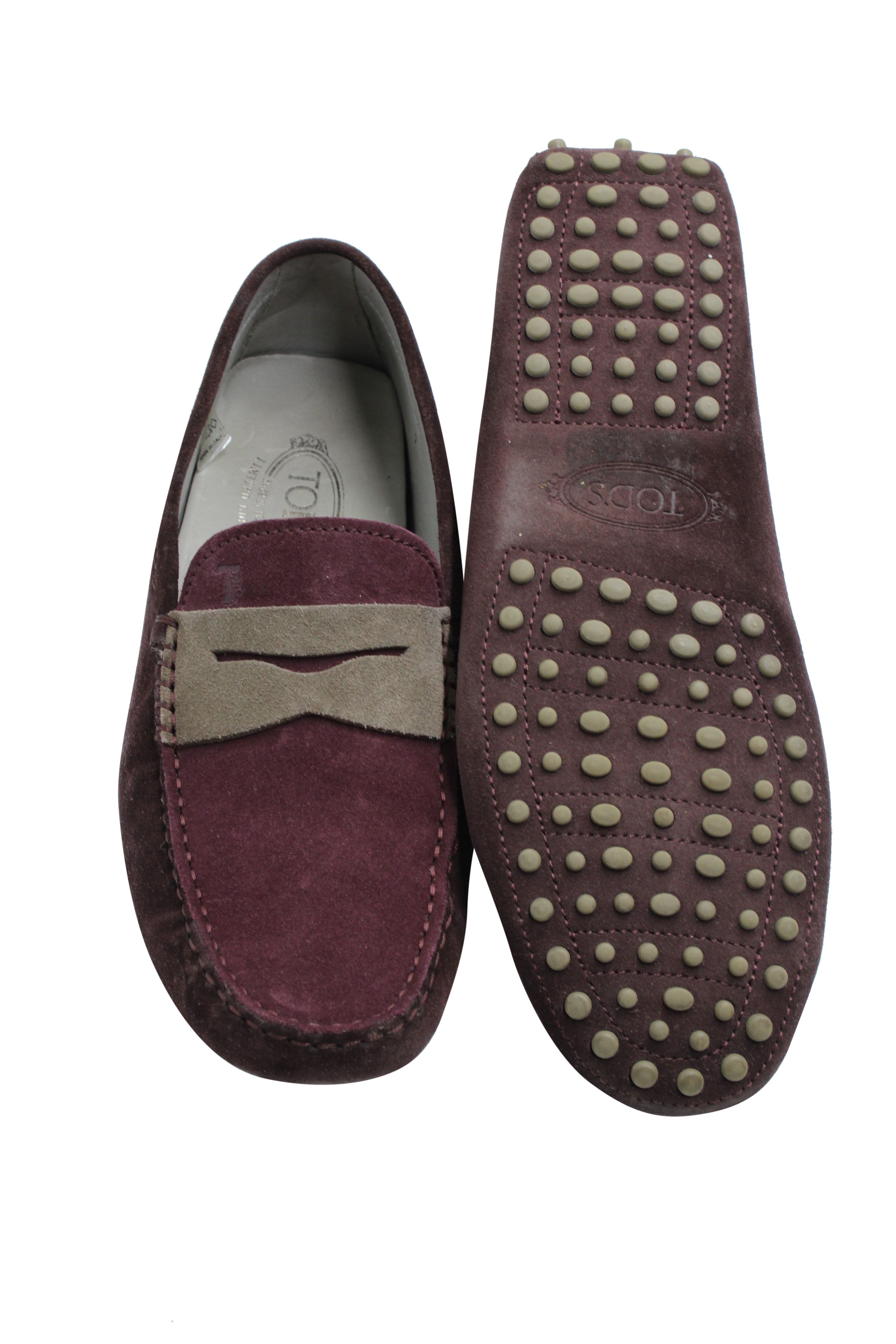 Men's Tod's Gommino Penny Driving Shoes in Purple Suede