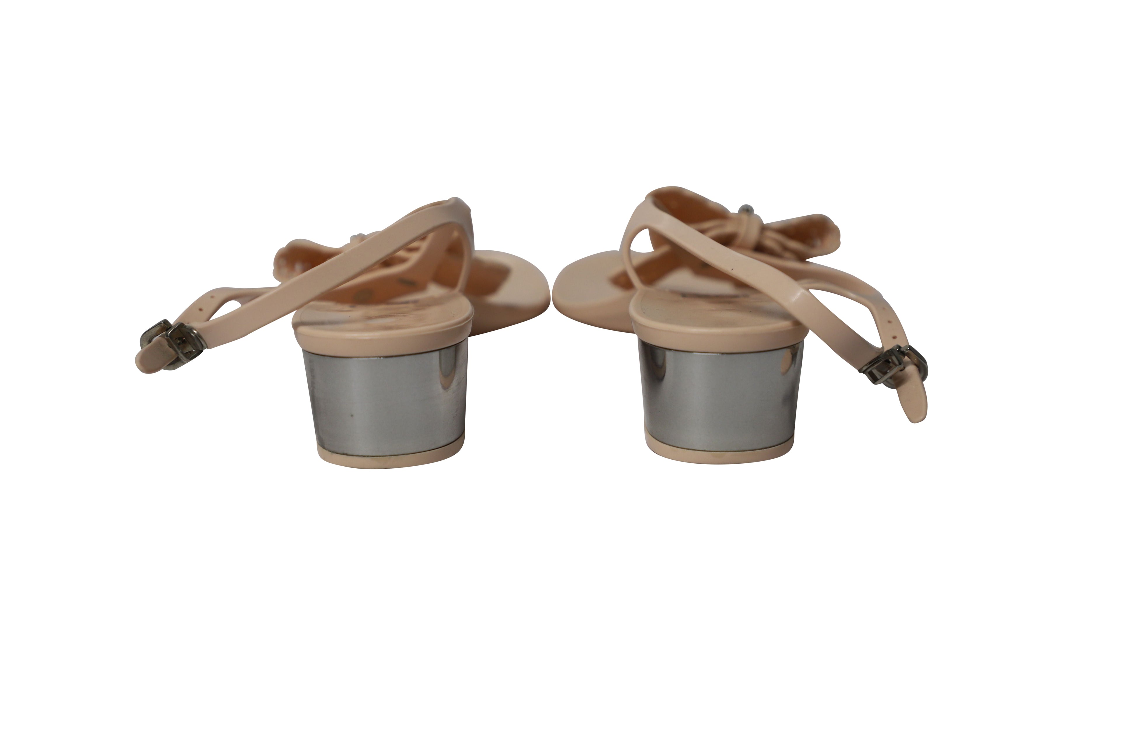 Women's Salvatore Ferragamo Perala Ribbon Thong Sandals in Pink Rubber