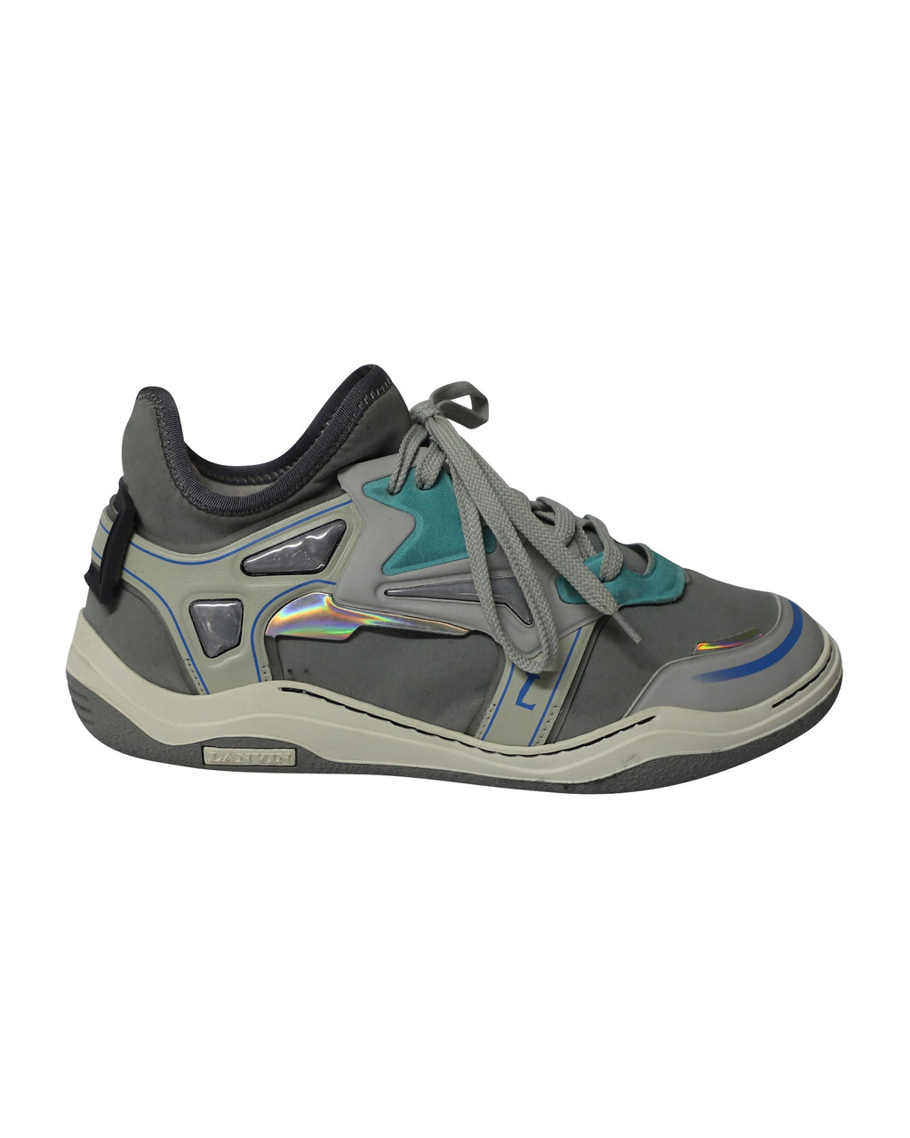 Lanvin Mid Top Neoprene Diving Sneaker in Grey Nubuck Calfskin Leather