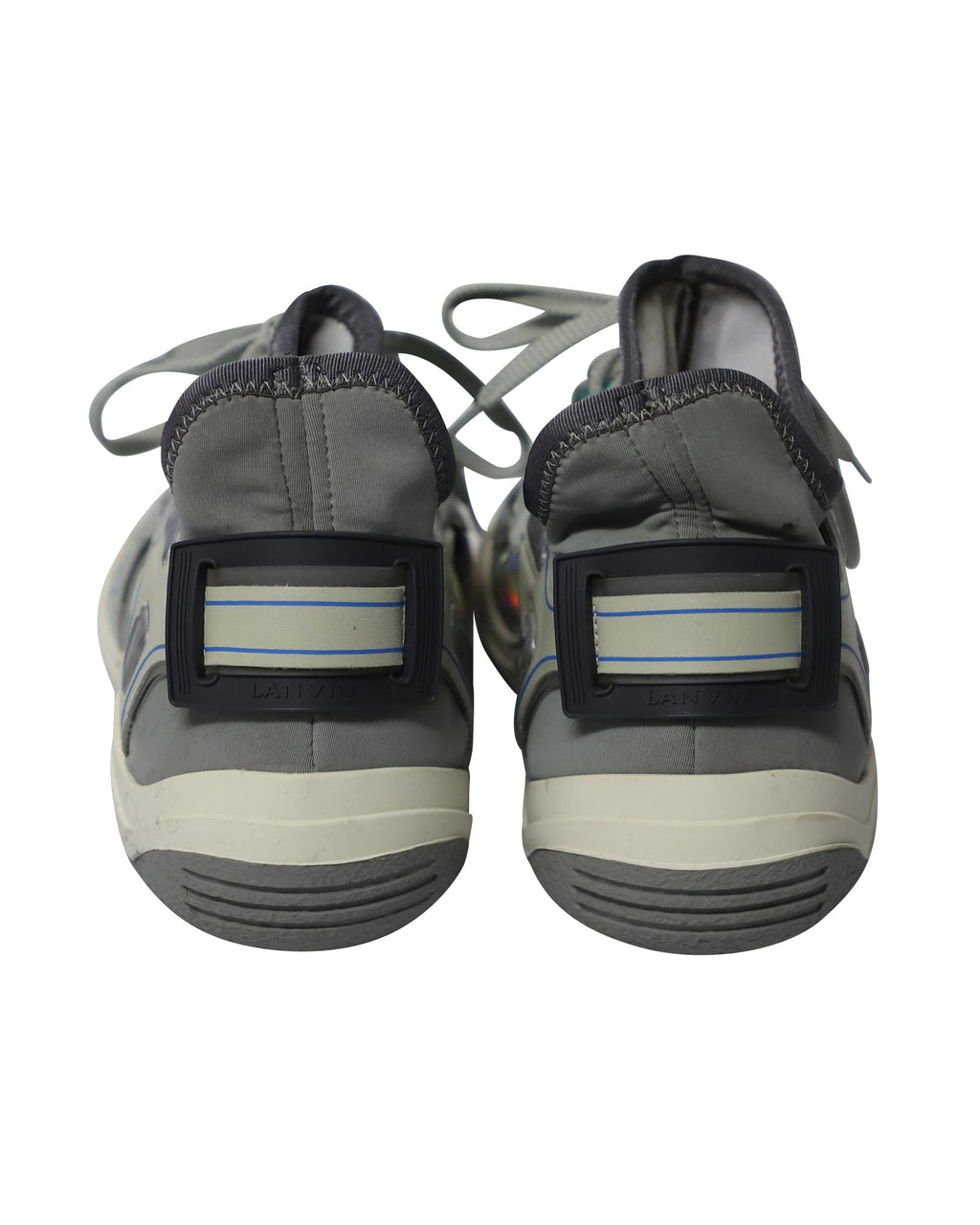 Lanvin Mid Top Neoprene Diving Sneaker in Grey Nubuck Calfskin Leather