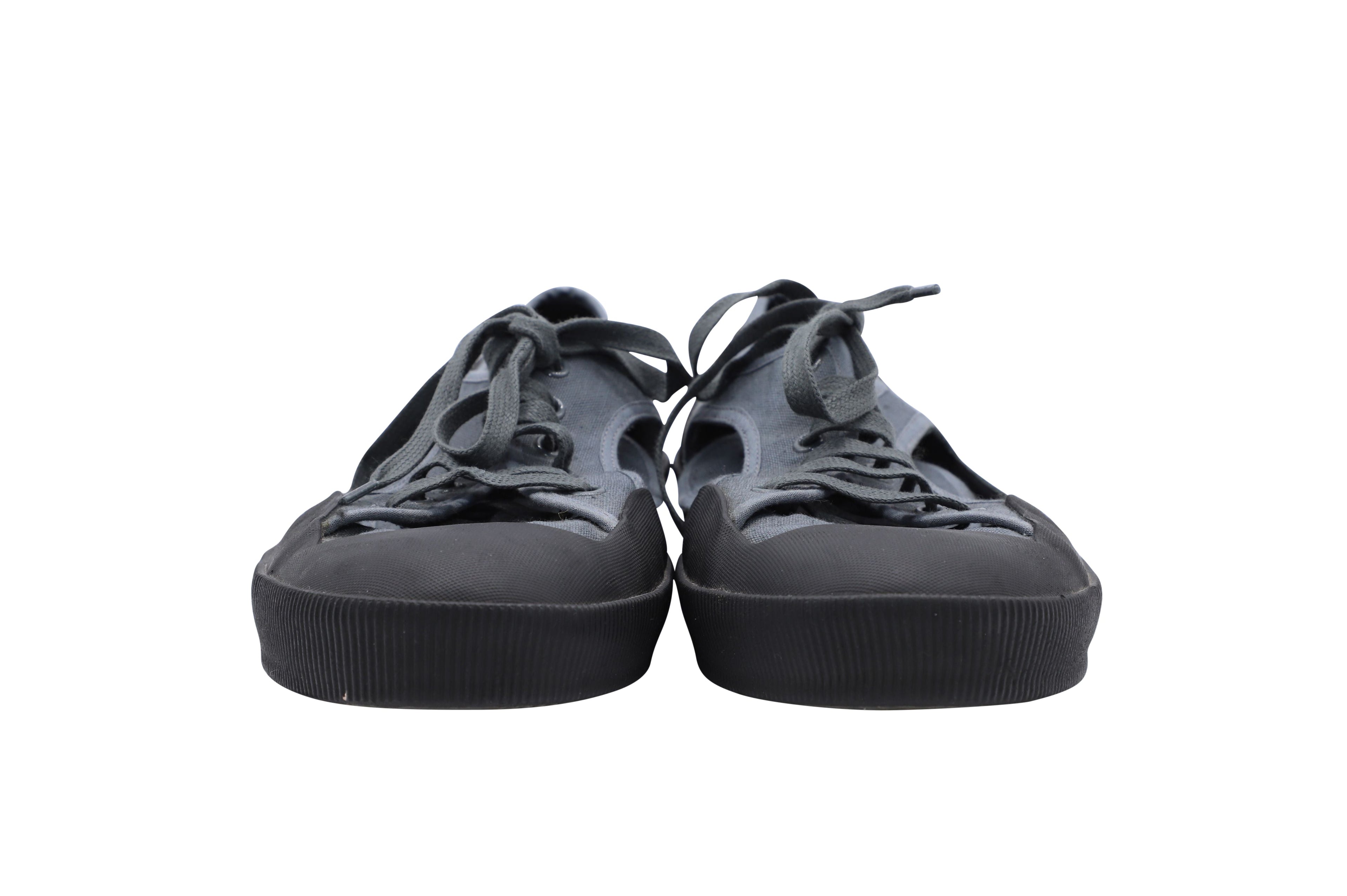 Lanvin Open Low-top Sneakers in Grey Canvas