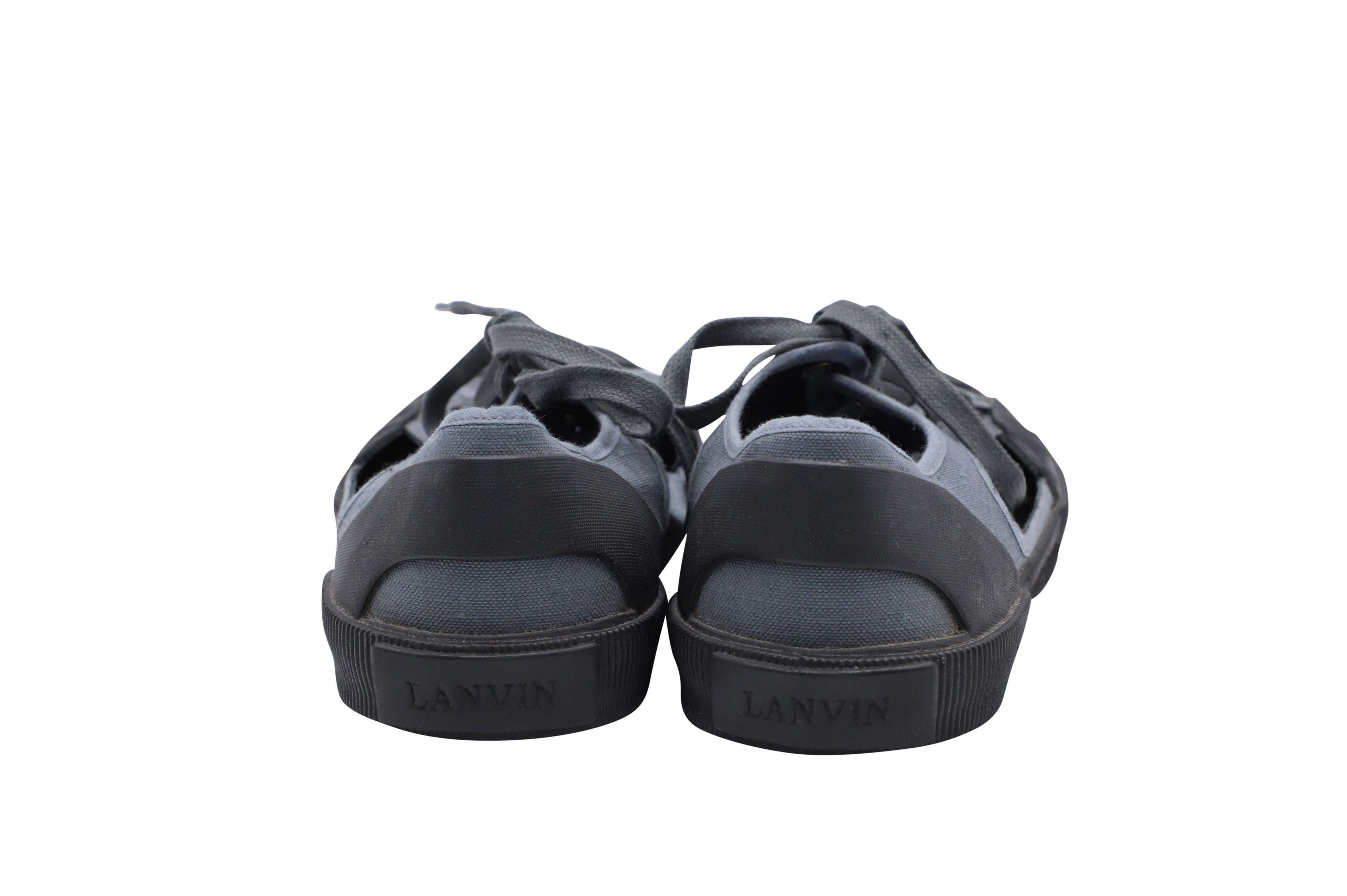 Lanvin Open Low-top Sneakers in Grey Canvas