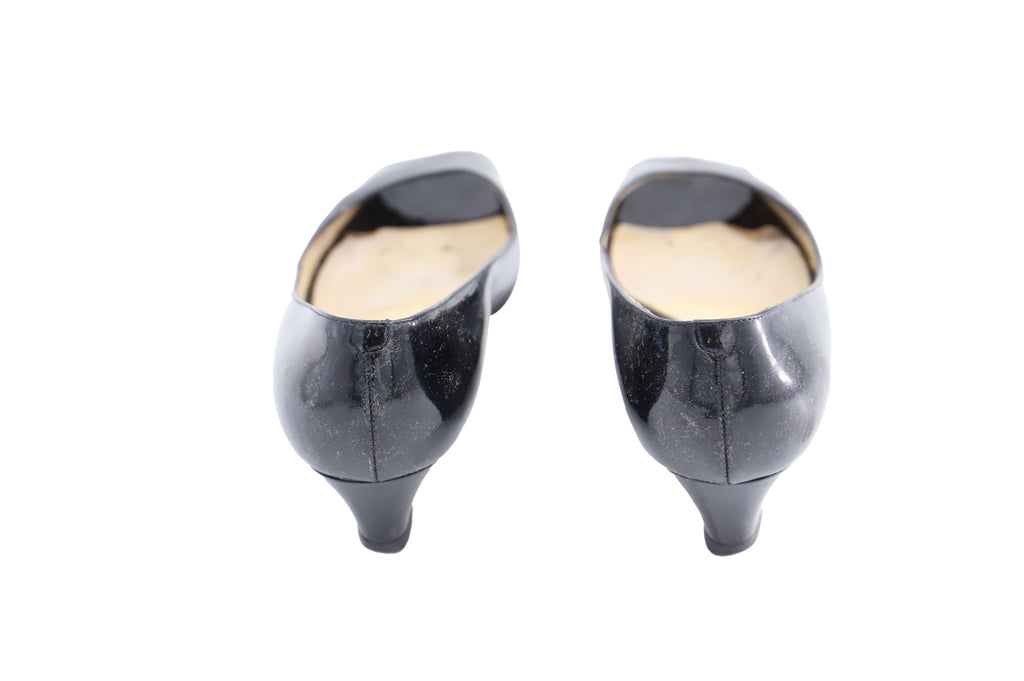 Women's Jimmy Choo 'Baxen' Peep-toe Wedges in Black Patent Leather