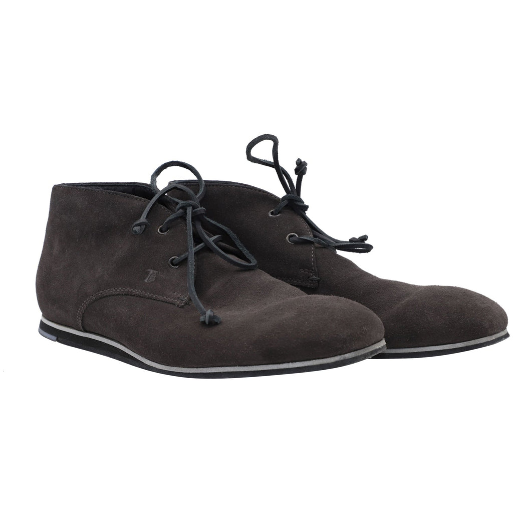 Men's Tod's Lace-up Desert Boots in Dark Brown Suede