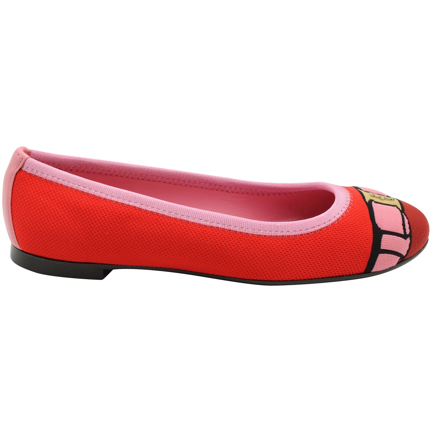 Women's Salvatore Ferragamo Varina Bow-accent Embroidery Knit Ballet Flats in Polyester