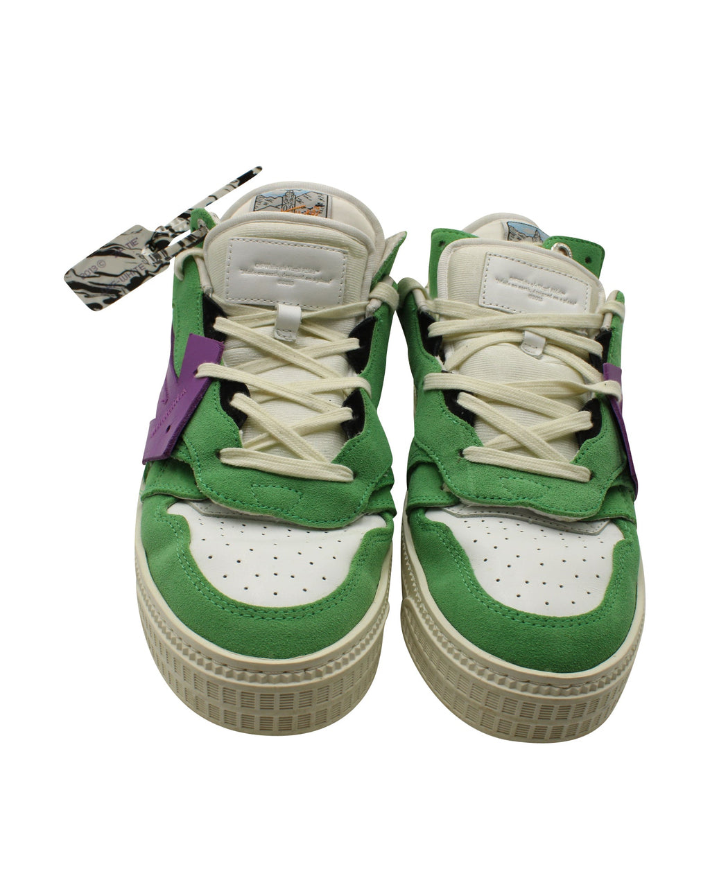 Men's Off-White c/o Virgil Abloh Off "Green" Court Low Sneakers in Multicolor Suede