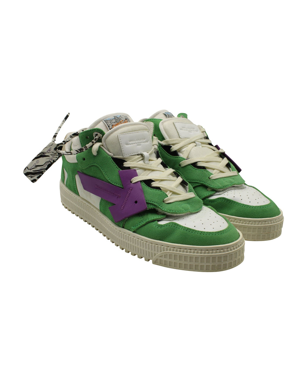 Men's Off-White c/o Virgil Abloh Off "Green" Court Low Sneakers in Multicolor Suede