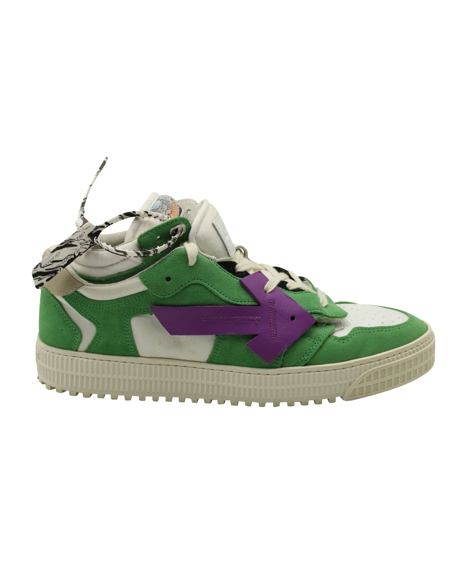 Men's Off-White c/o Virgil Abloh Off "Green" Court Low Sneakers in Multicolor Suede