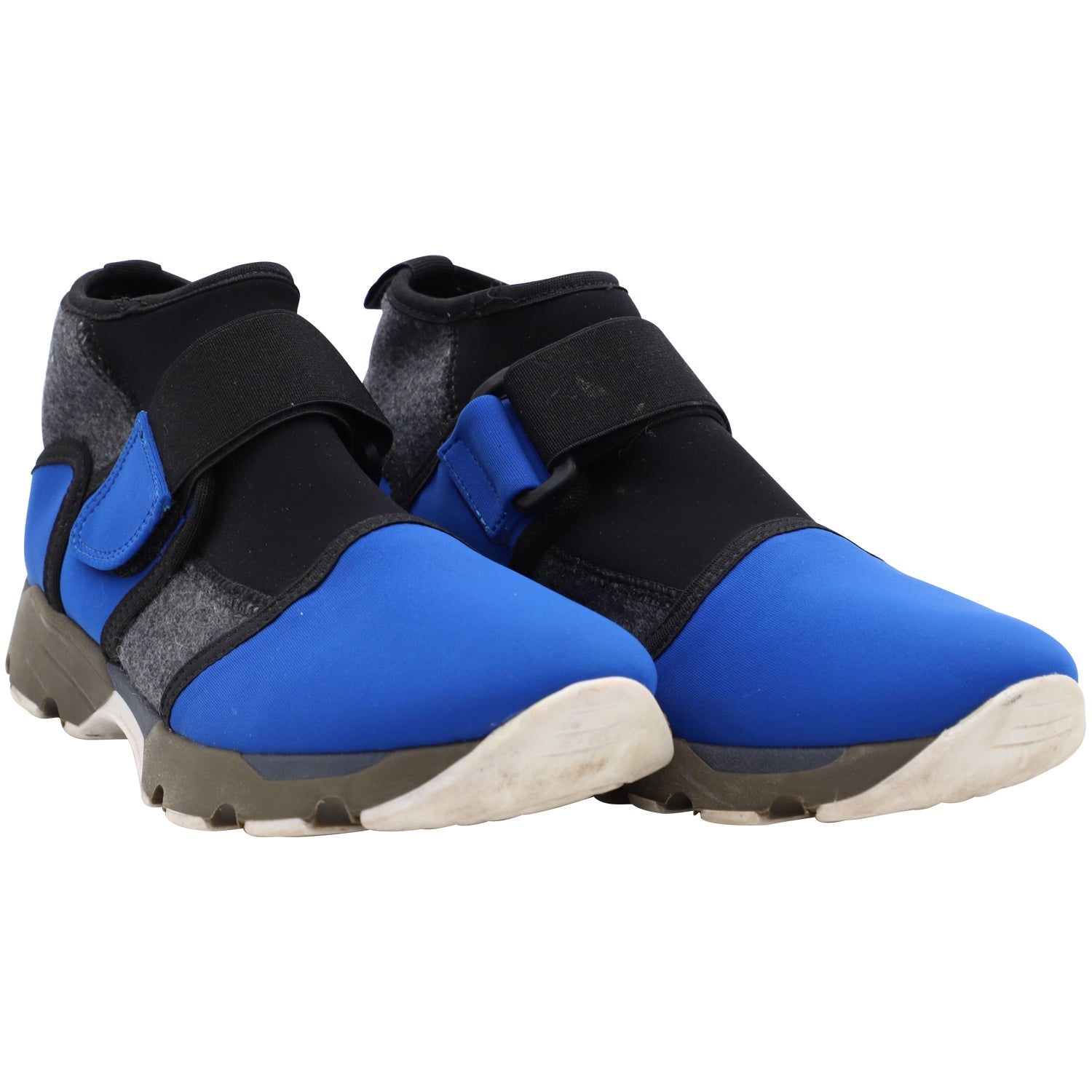 Women's Marni Stretch Fabric Sock Velcro Sneakers in Blue Neoprene