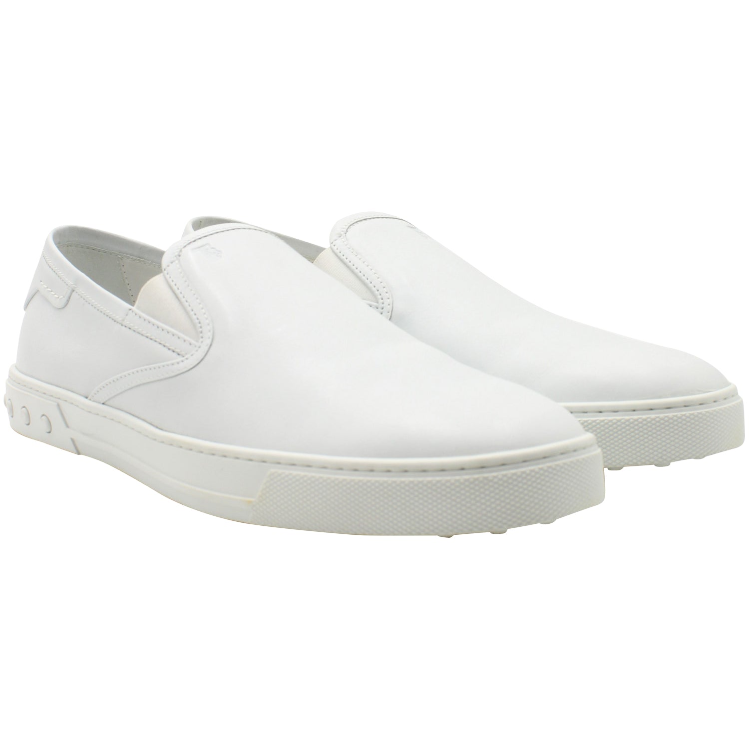 Men's Tods Pantofola Slip-on Loafers in White Leather