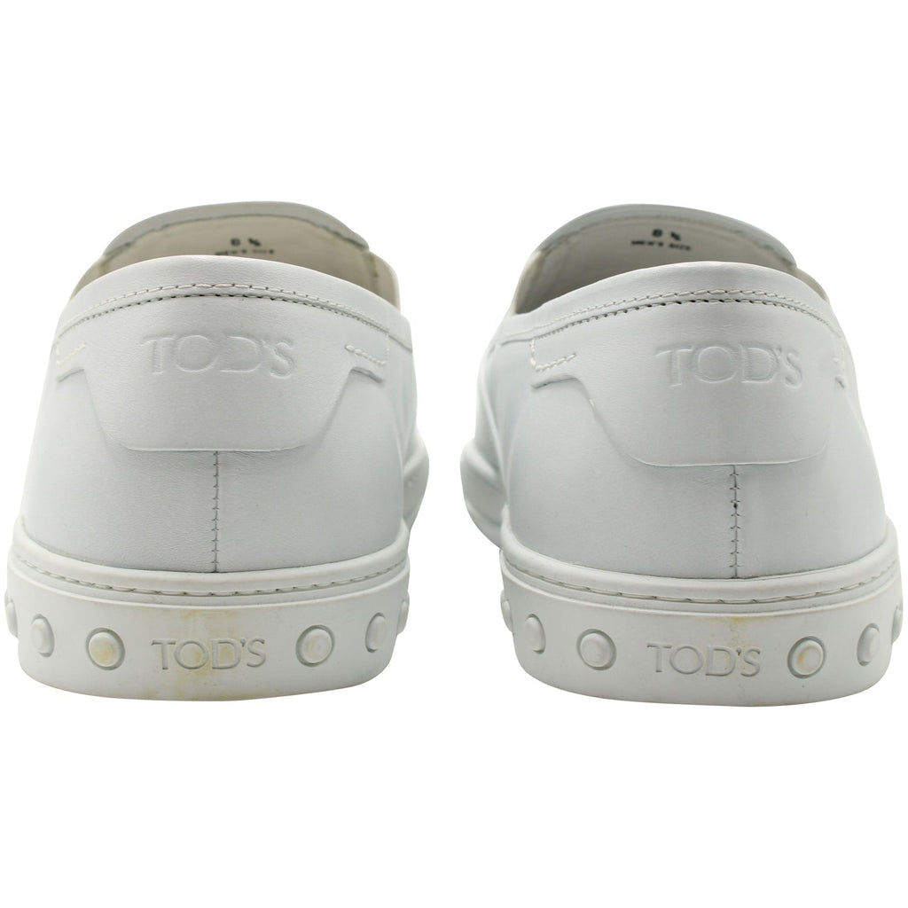 Men's Tods Pantofola Slip-on Loafers in White Leather