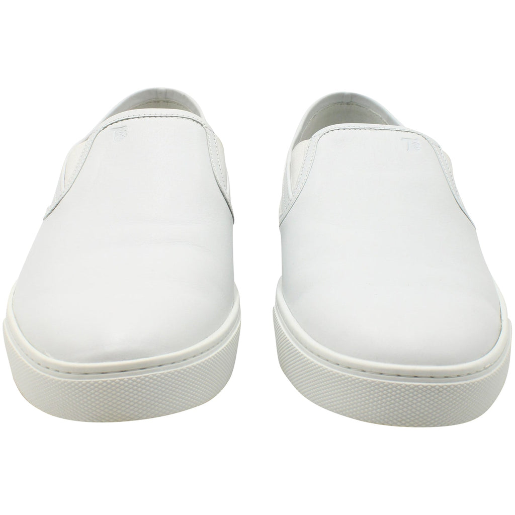 Men's Tods Pantofola Slip-on Loafers in White Leather