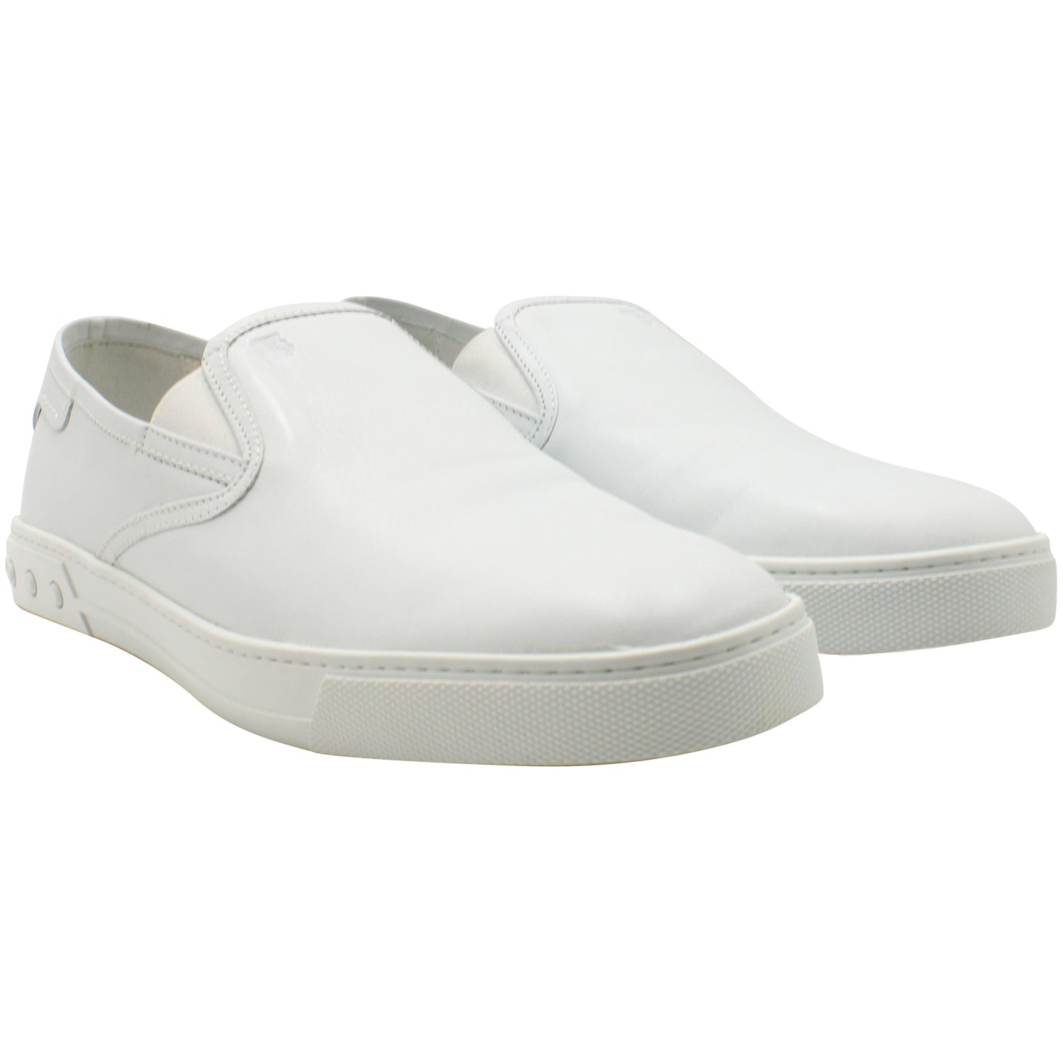Men's Tods Pantofola Slip-on Loafers in White Leather