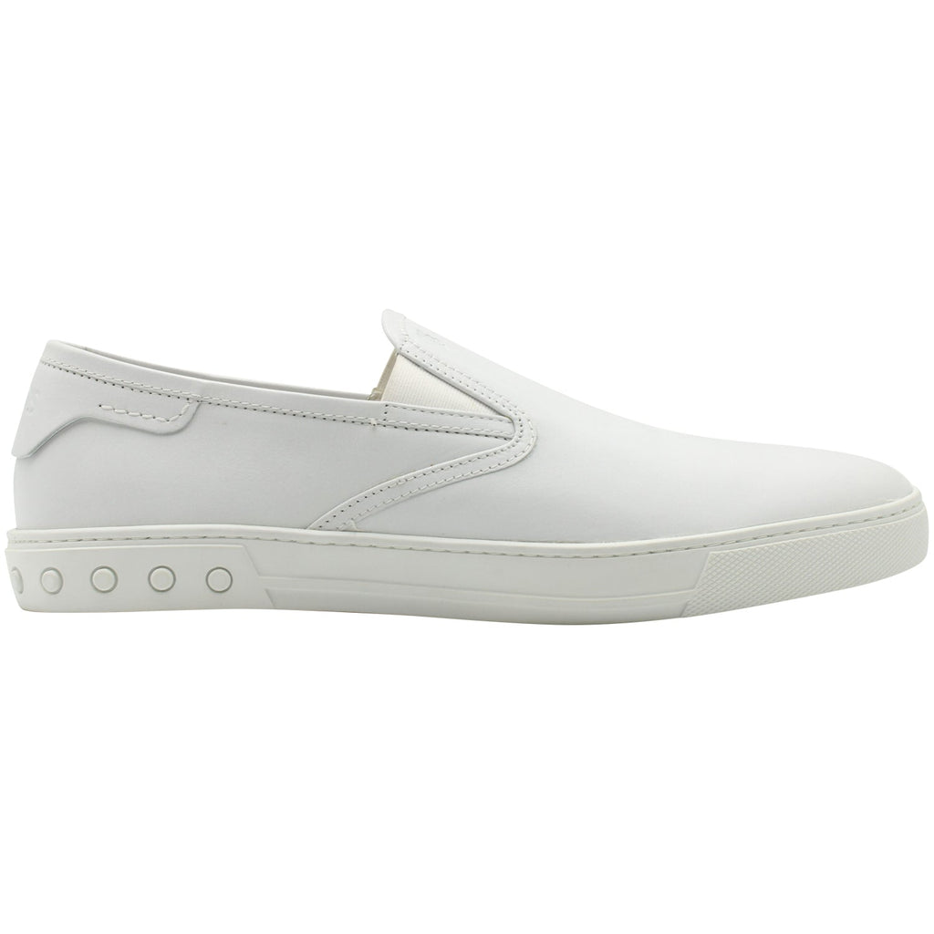 Men's Tods Pantofola Slip-on Loafers in White Leather